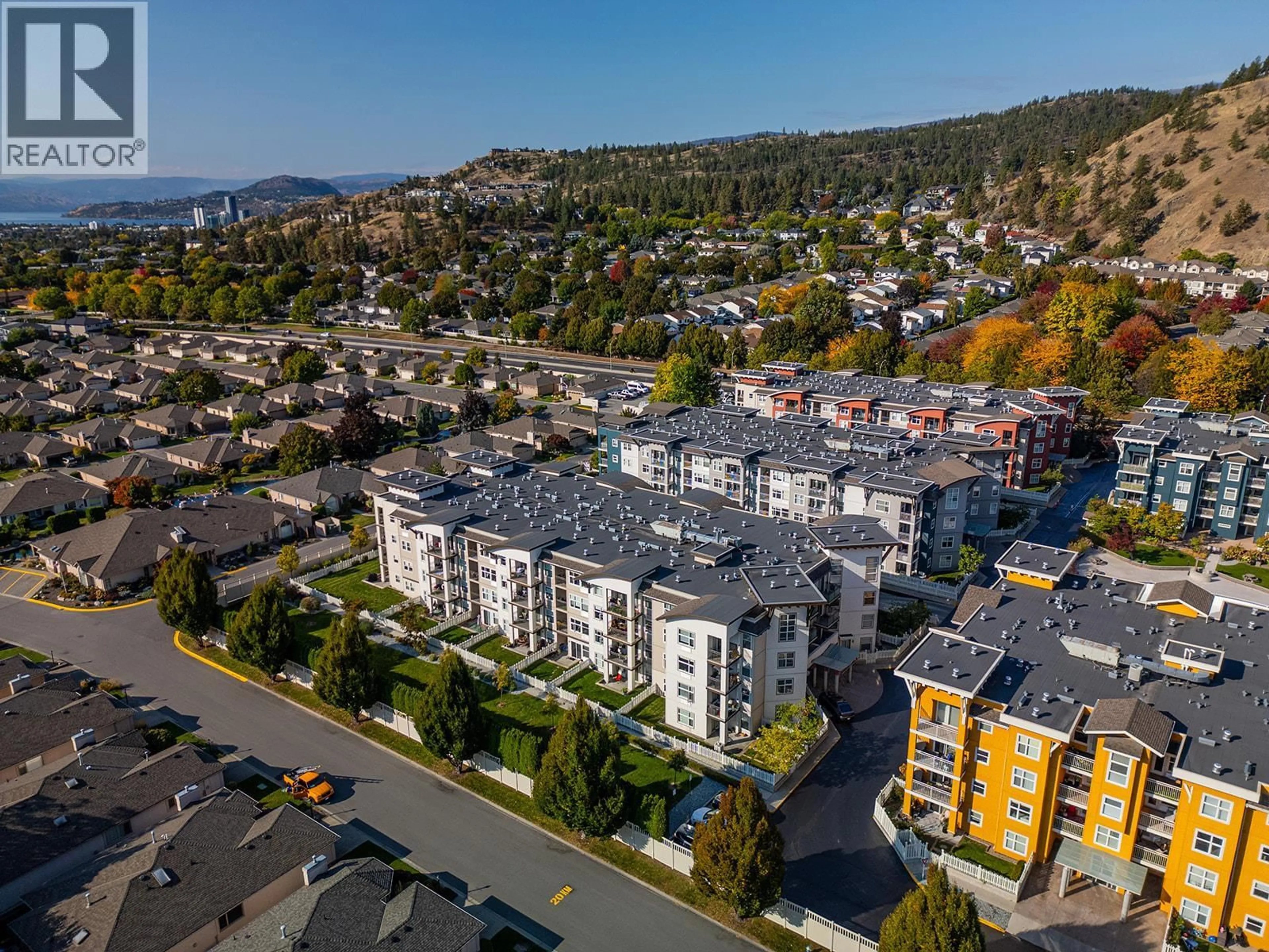 A pic from outside/outdoor area/front of a property/back of a property/a pic from drone, mountain view for 108 - 567 YATES ROAD, Kelowna British Columbia V1V2V4