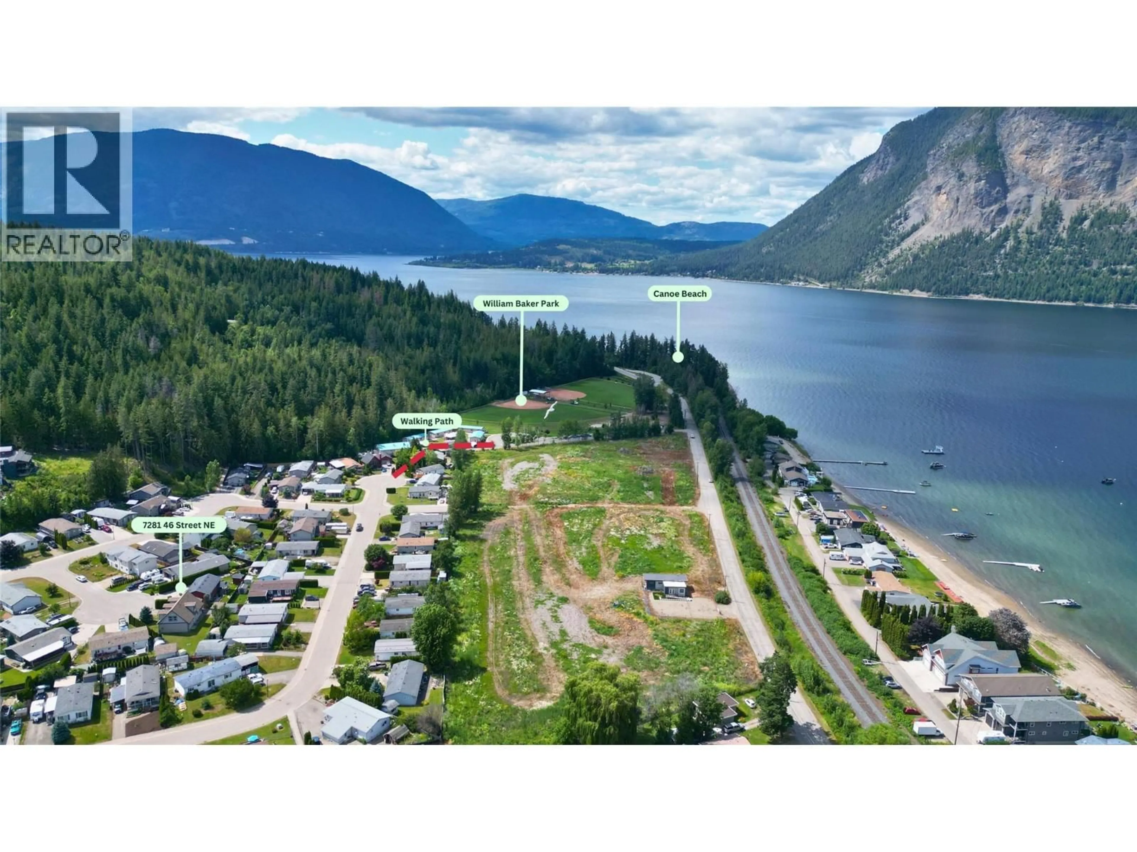 A pic from outside/outdoor area/front of a property/back of a property/a pic from drone, water/lake/river/ocean view for 7281 46 STREET NORTHEAST, Salmon Arm British Columbia V1E2B3