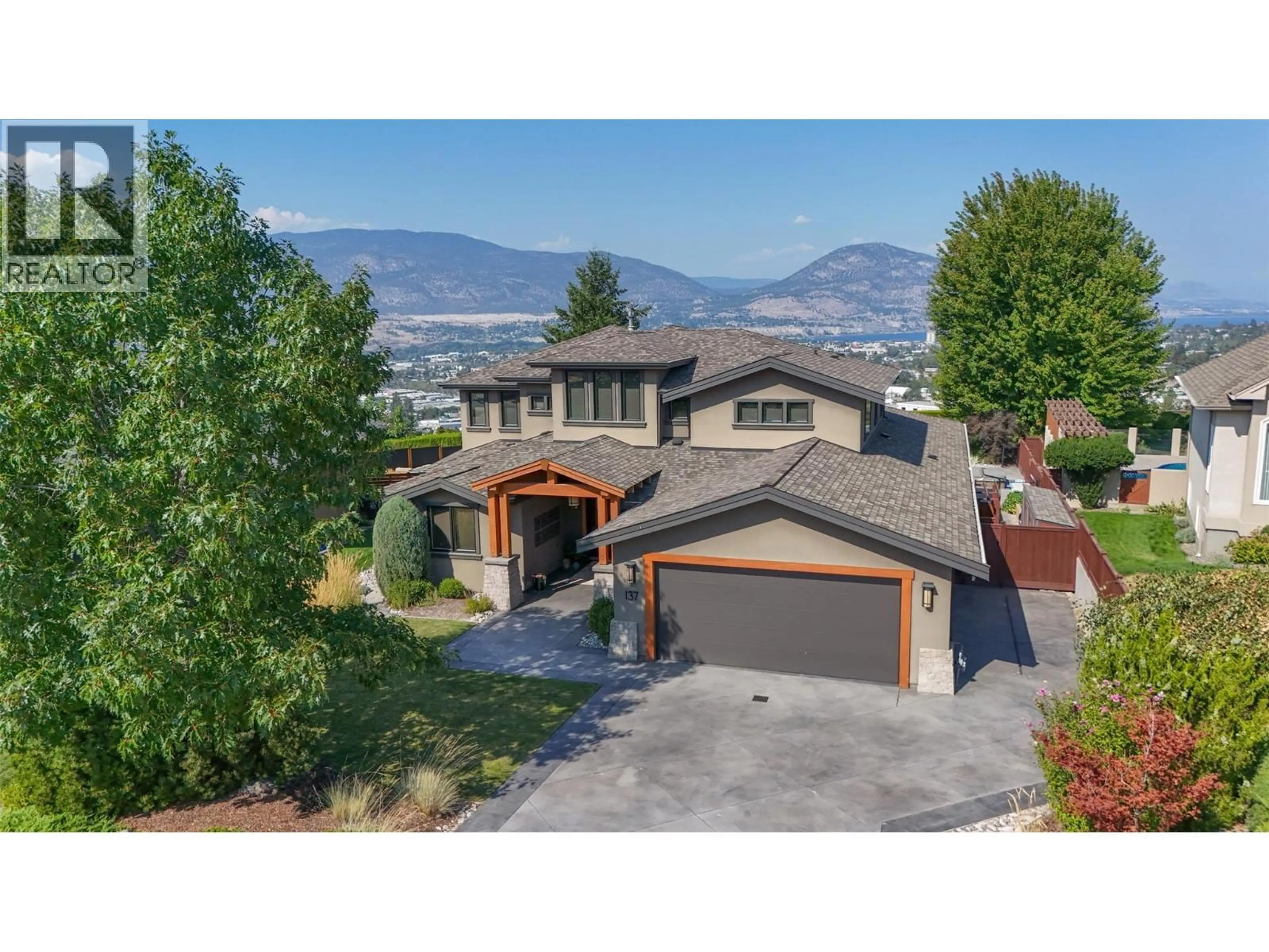 A pic from outside/outdoor area/front of a property/back of a property/a pic from drone, mountain view for 137 WESTVIEW DRIVE, Penticton British Columbia V2A7V9