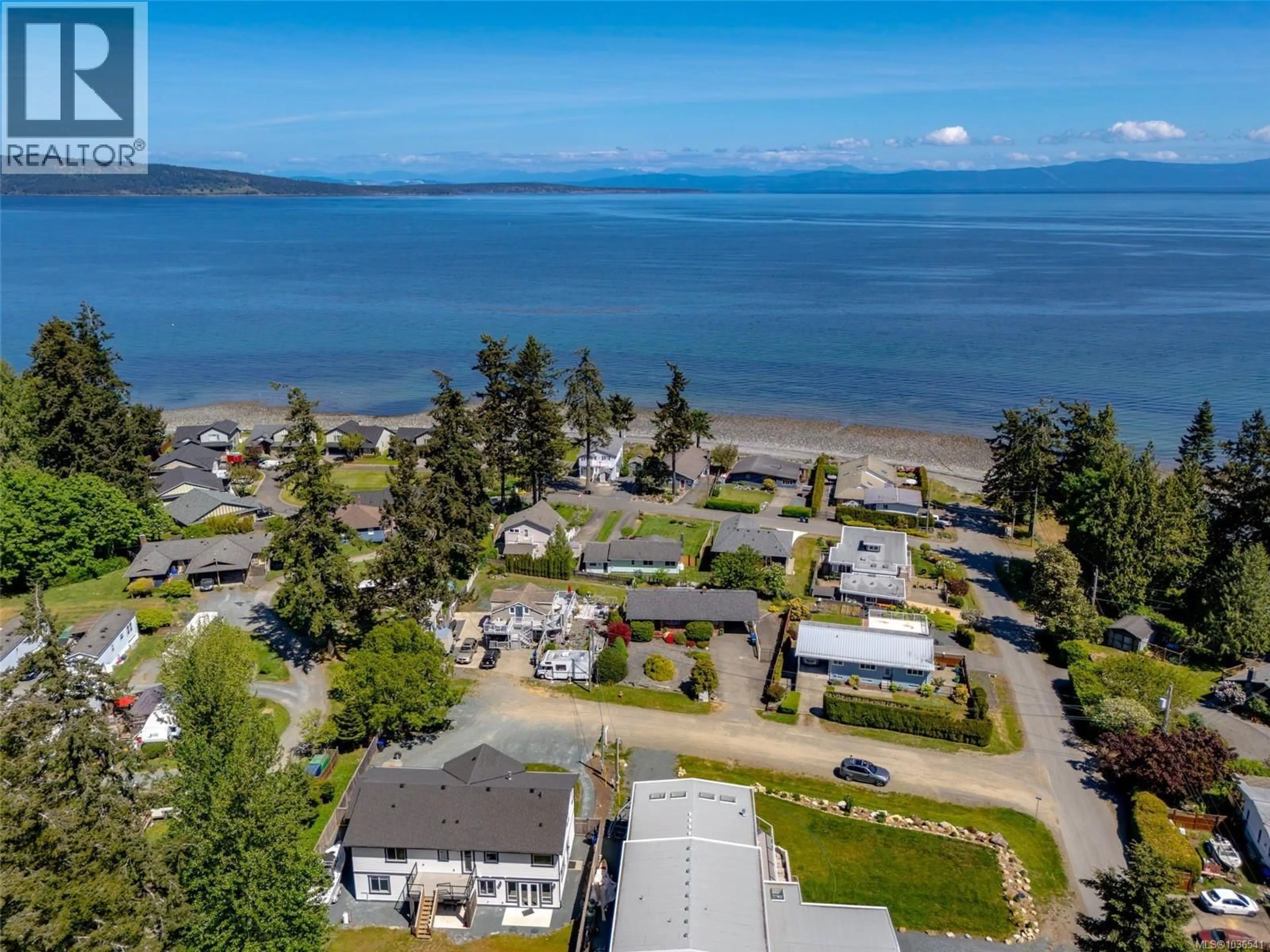 A pic from outside/outdoor area/front of a property/back of a property/a pic from drone, water/lake/river/ocean view for 4301 EVA ROAD, Bowser British Columbia V0R1G0