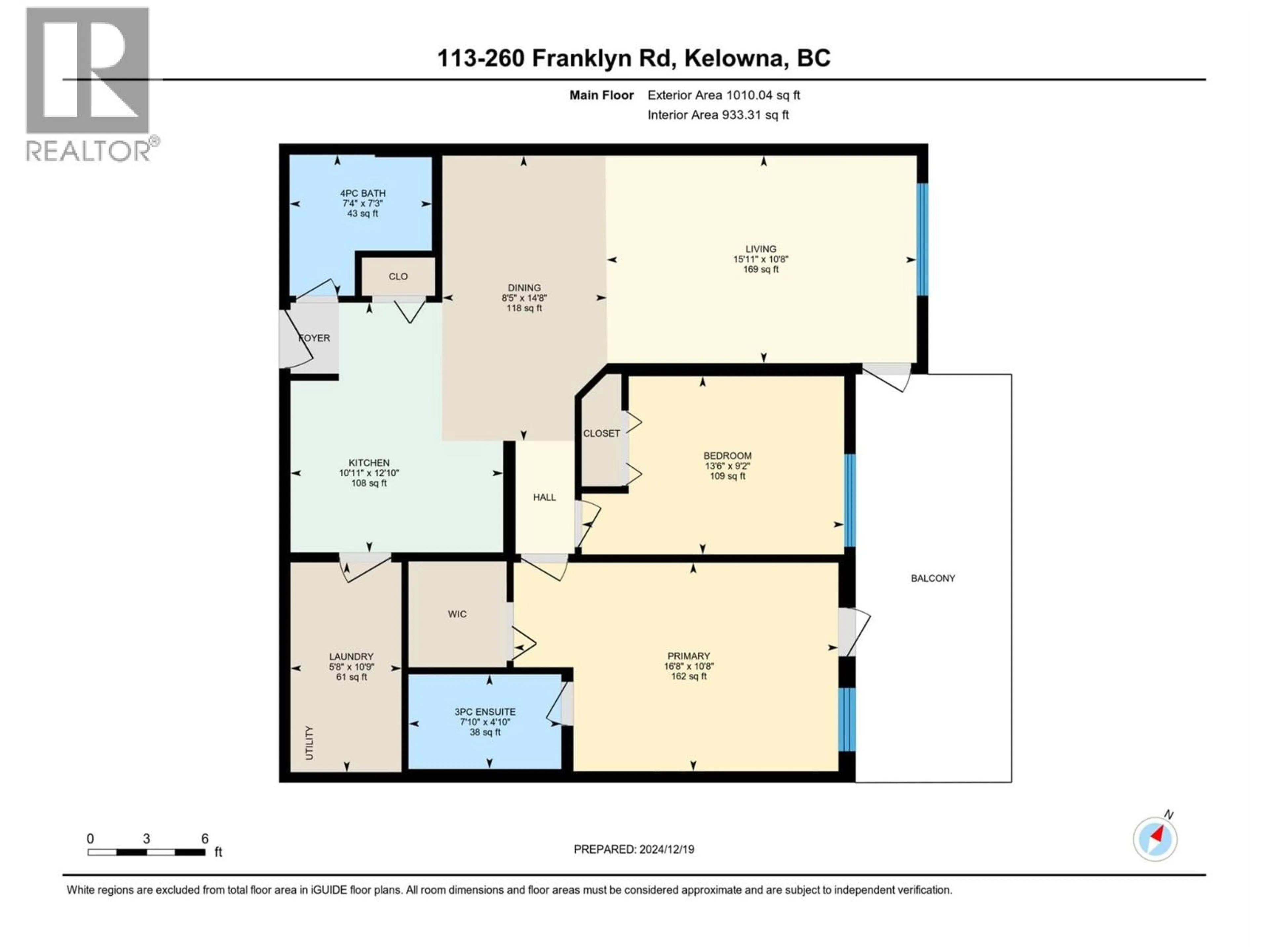 Floor plan for 113 - 260 FRANKLYN ROAD, Kelowna British Columbia V1X8C1