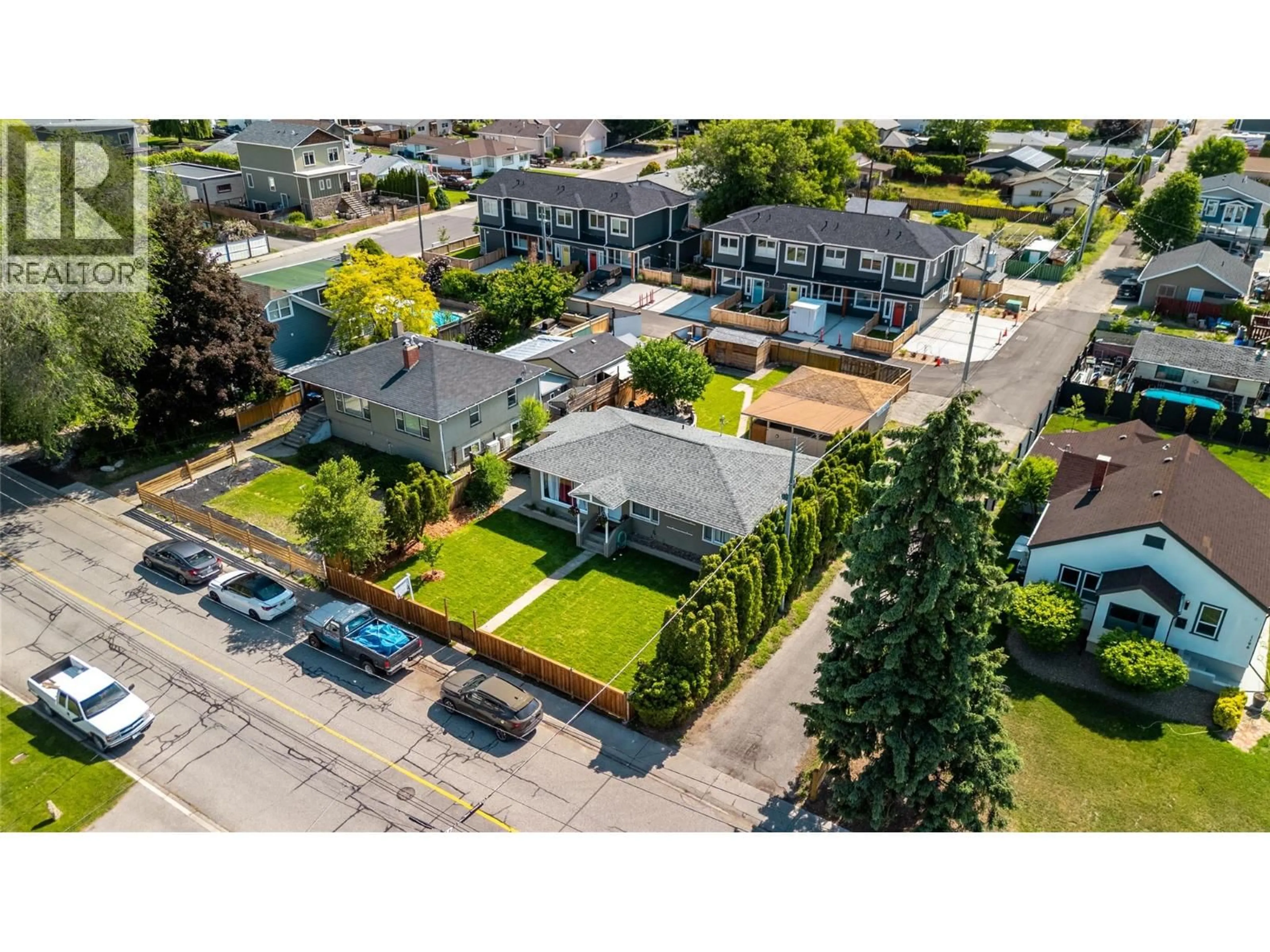 A pic from outside/outdoor area/front of a property/back of a property/a pic from drone, street for 1160 MOOSEJAW STREET, Penticton British Columbia V2A5T9