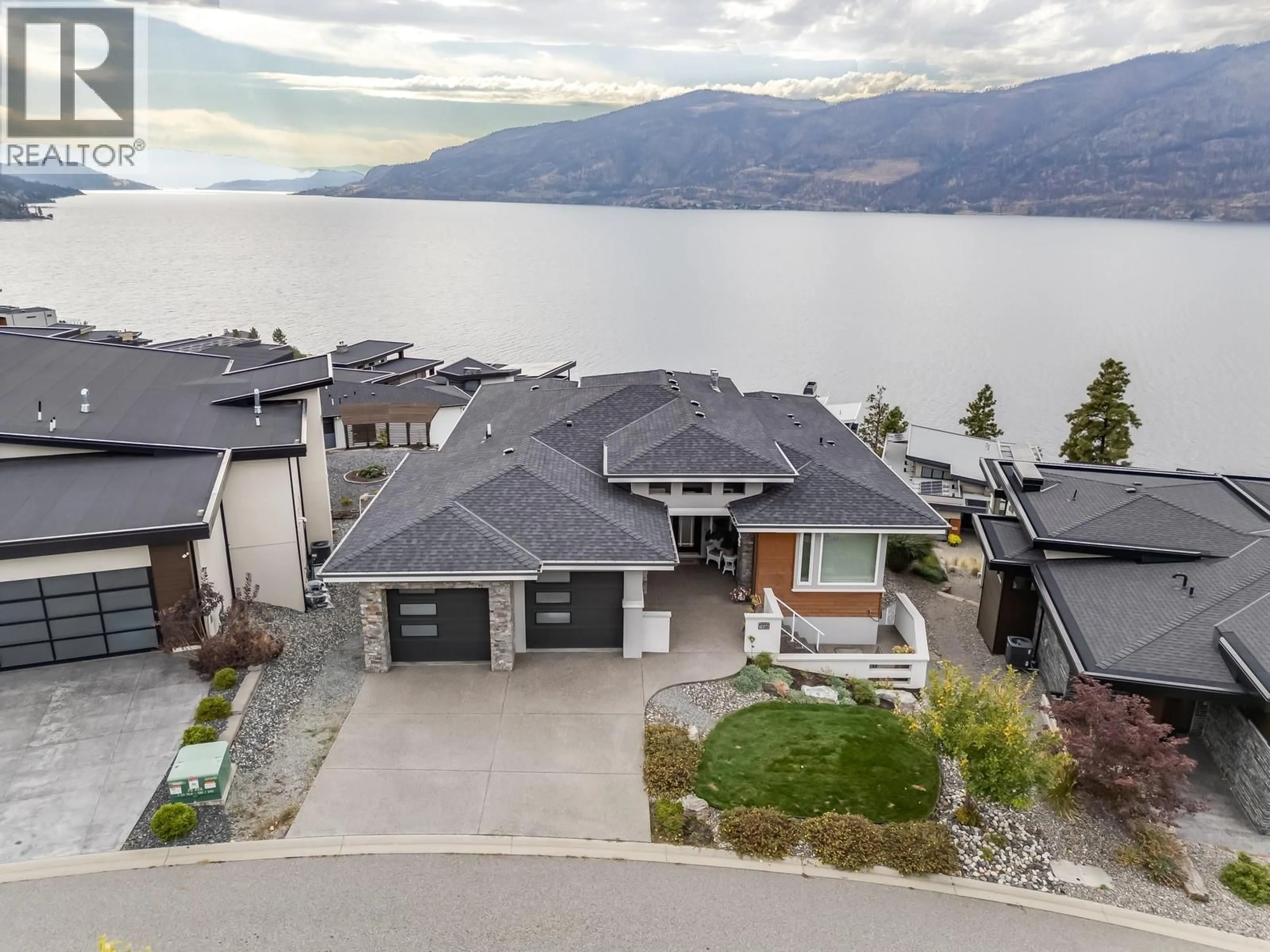 A pic from outside/outdoor area/front of a property/back of a property/a pic from drone, water/lake/river/ocean view for 1604 KIMBERLITE DRIVE, Lake Country British Columbia V4V2T4