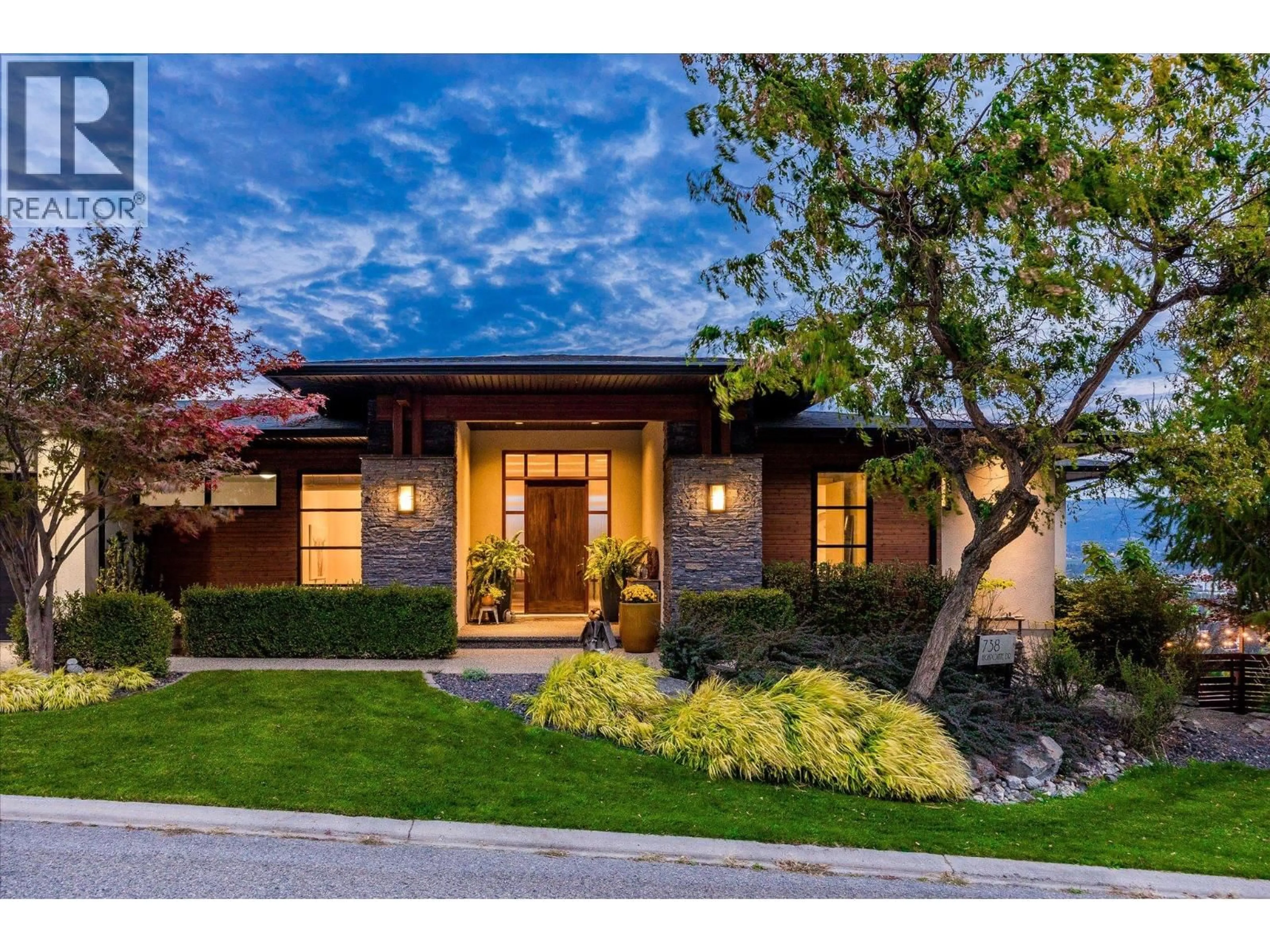 Home with brick exterior material, street for 738 HIGHPOINTE DRIVE, Kelowna British Columbia V1V2Y1