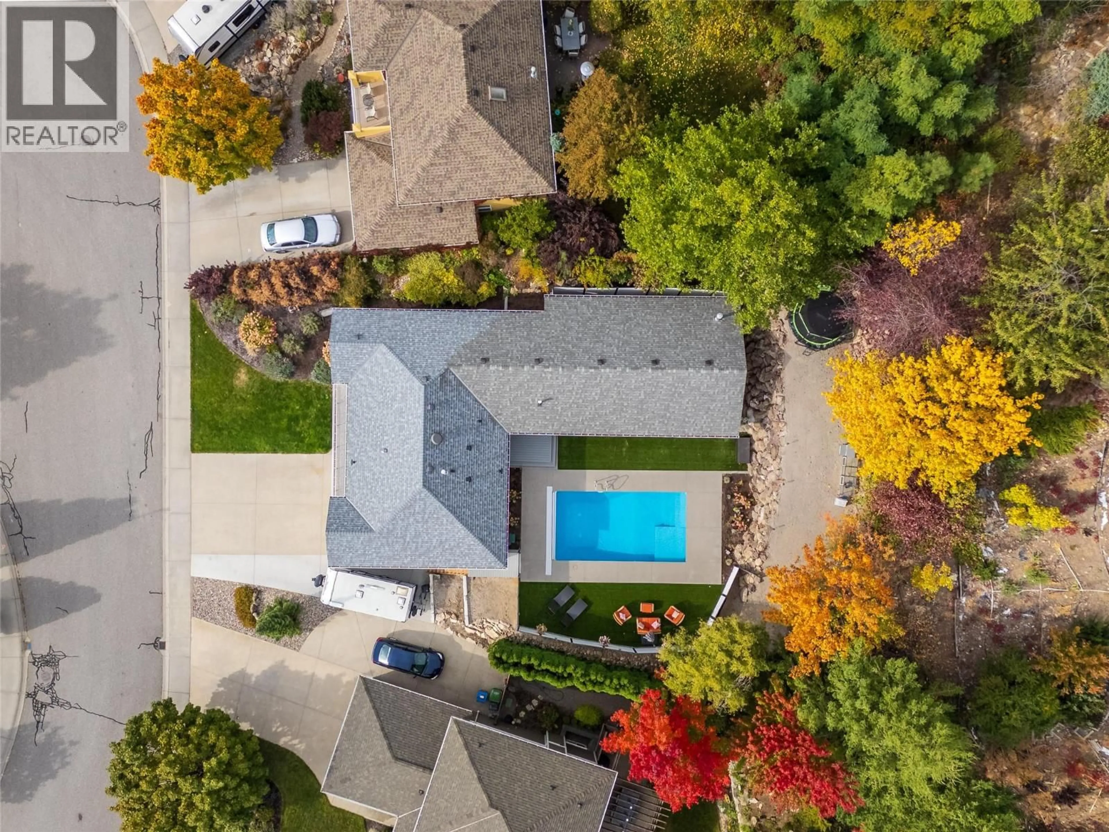 A pic from outside/outdoor area/front of a property/back of a property/a pic from drone, street for 2336 SHANNON WOODS DRIVE, West Kelowna British Columbia V4T2P1