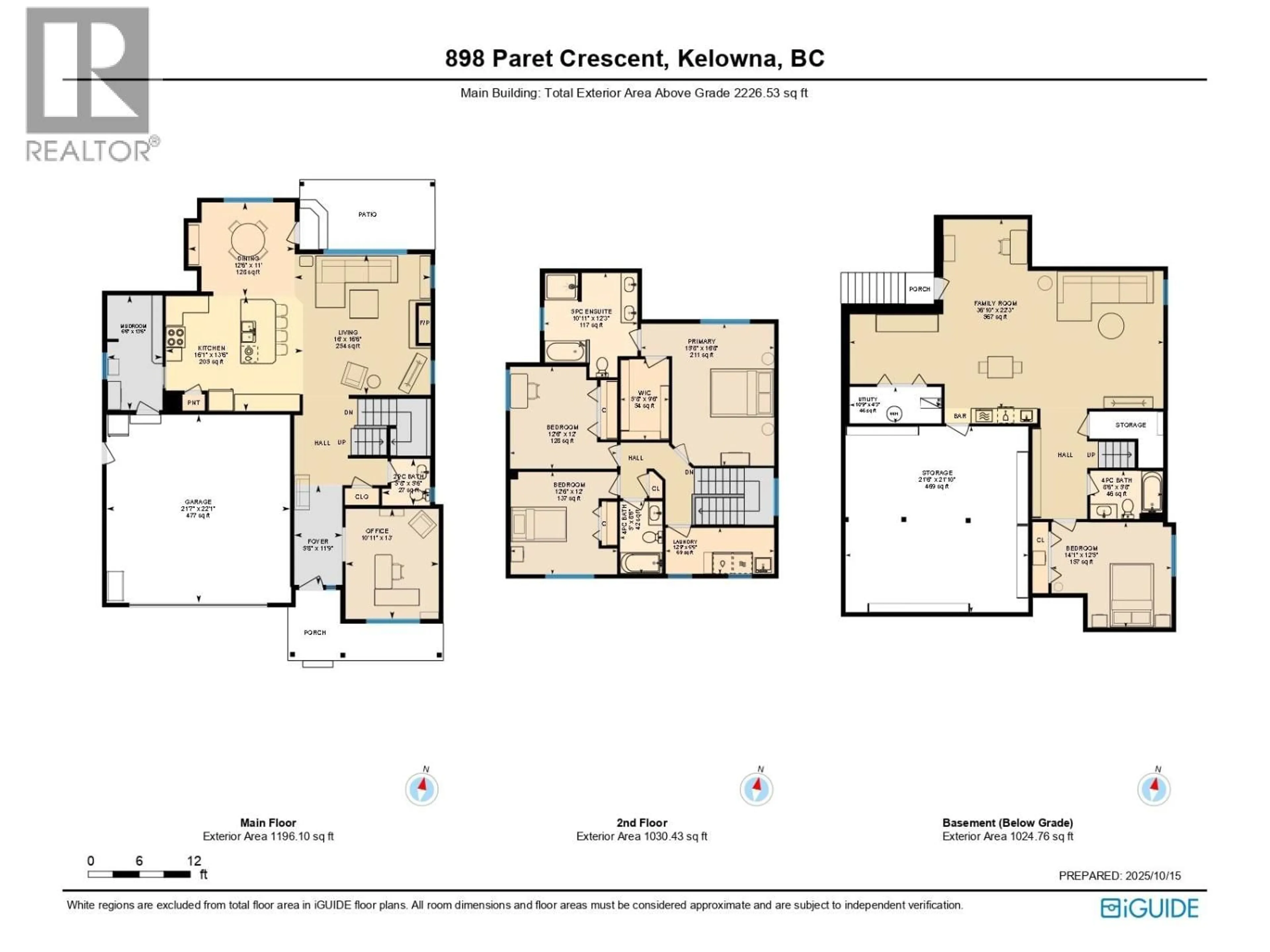 Floor plan for 898 PARET CRESCENT, Kelowna British Columbia V1W4X8