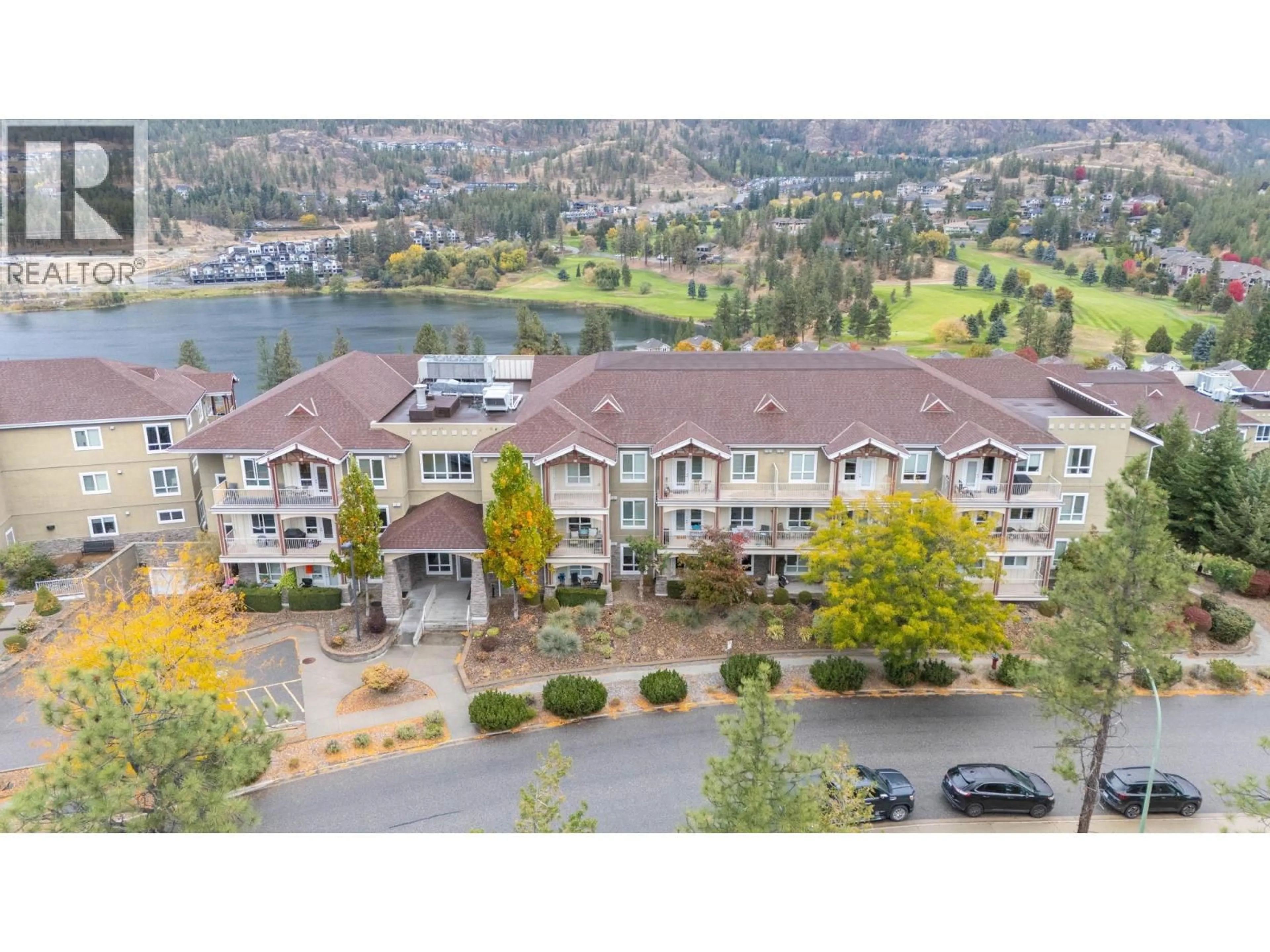A pic from outside/outdoor area/front of a property/back of a property/a pic from drone, water/lake/river/ocean view for 2109 - 2200 UPPER SUNDANCE DRIVE, West Kelowna British Columbia V4T3E8