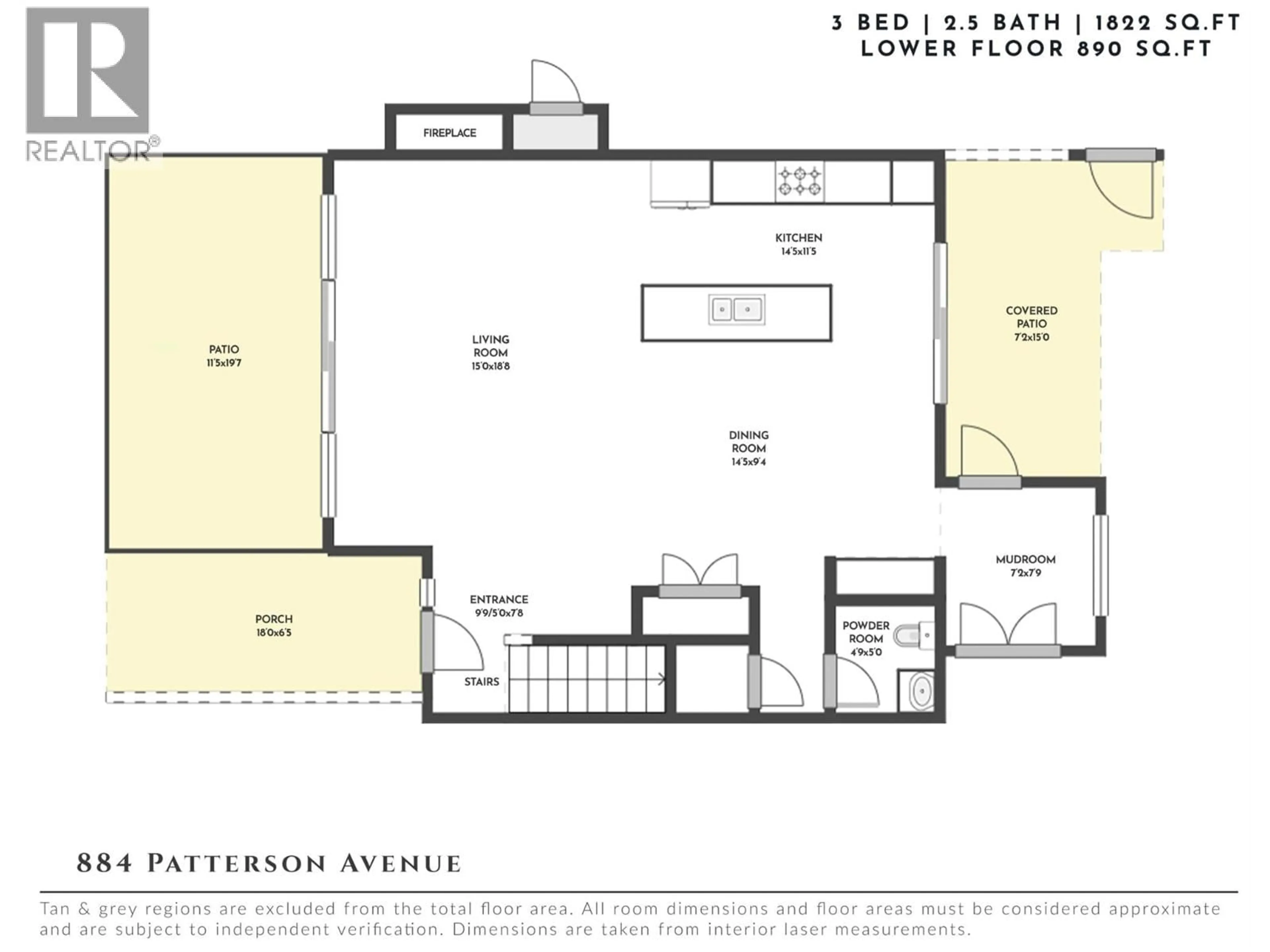 Floor plan for 884 PATTERSON AVENUE, Kelowna British Columbia V1Y7Z3