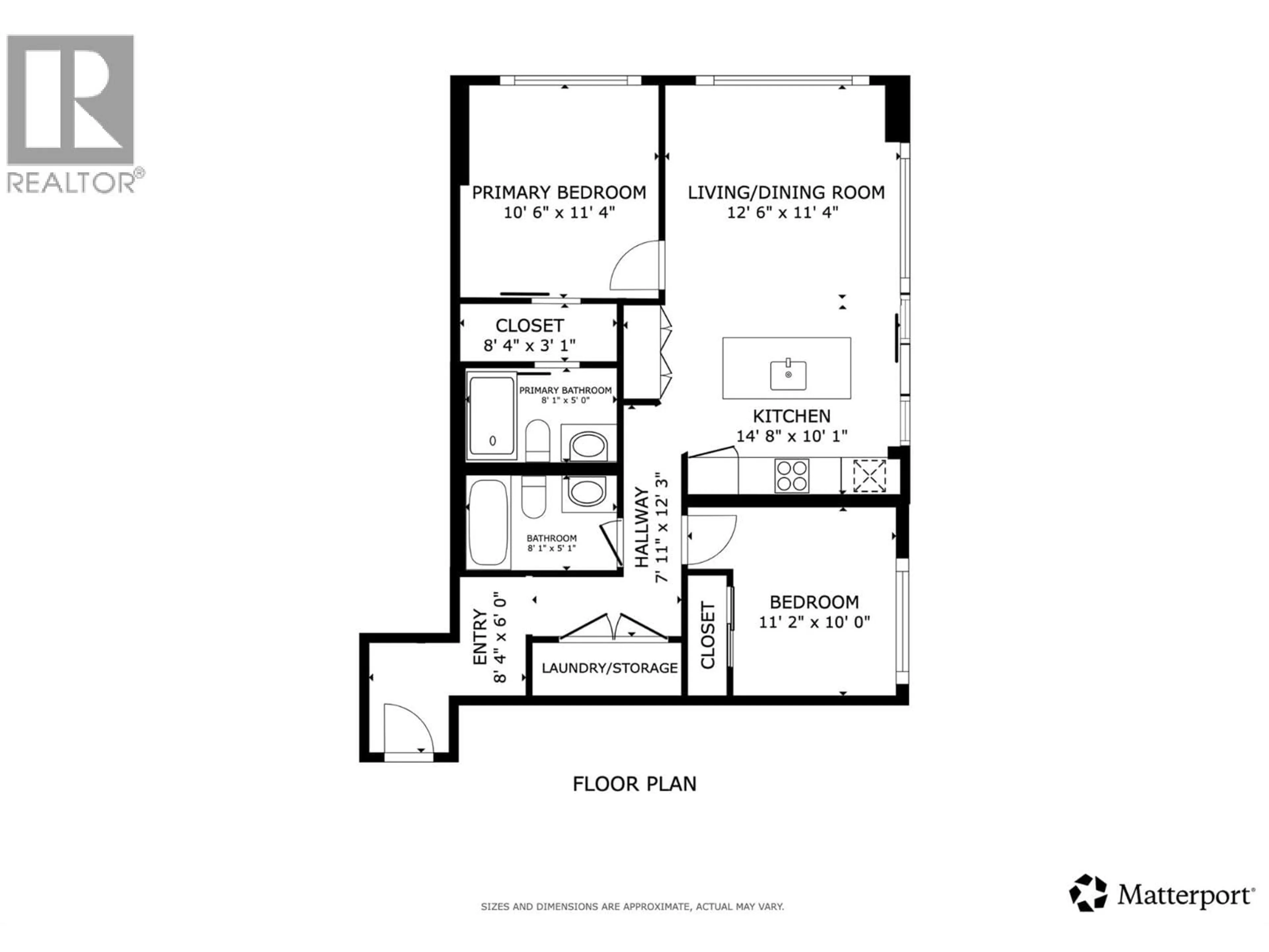 Floor plan for 1104 - 238 LEON AVENUE, Kelowna British Columbia V1Y0N6