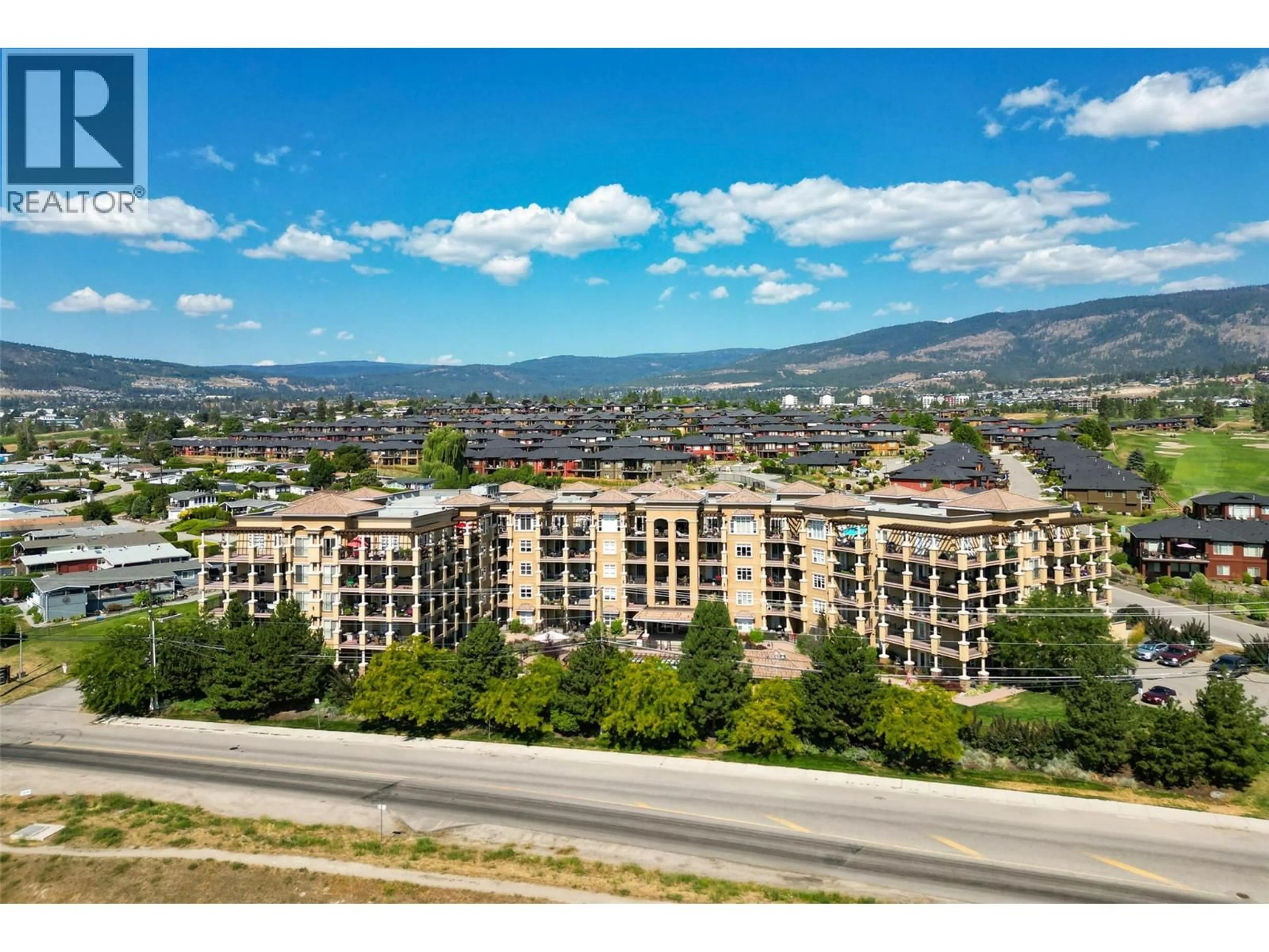 A pic from outside/outdoor area/front of a property/back of a property/a pic from drone, mountain view for 517 - 2070 BOUCHERIE ROAD, West Kelowna British Columbia V4T3K9