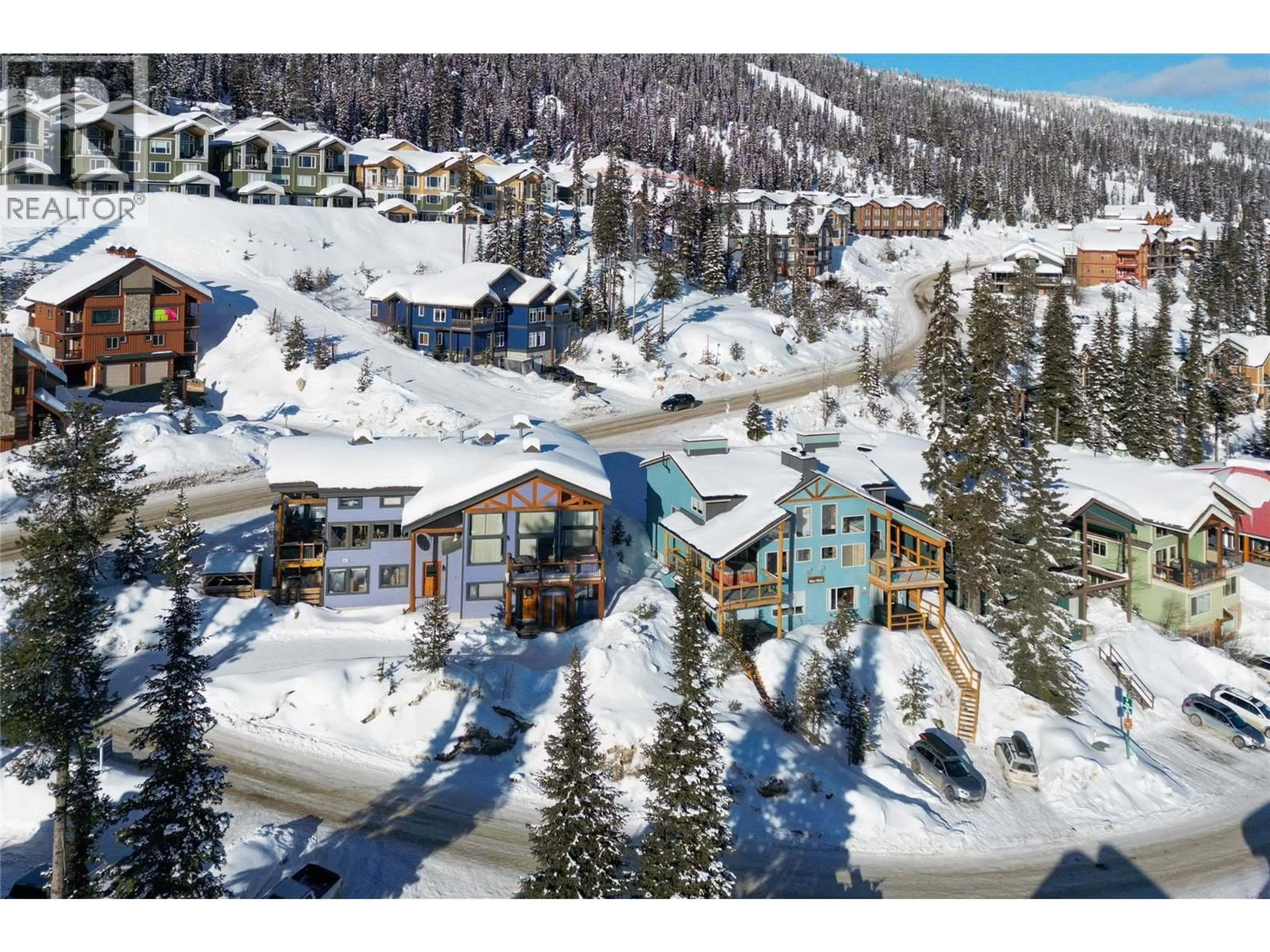 A pic from outside/outdoor area/front of a property/back of a property/a pic from drone, mountain view for D - 4820 SNOWPINES ROAD, Big White British Columbia V1P1P3