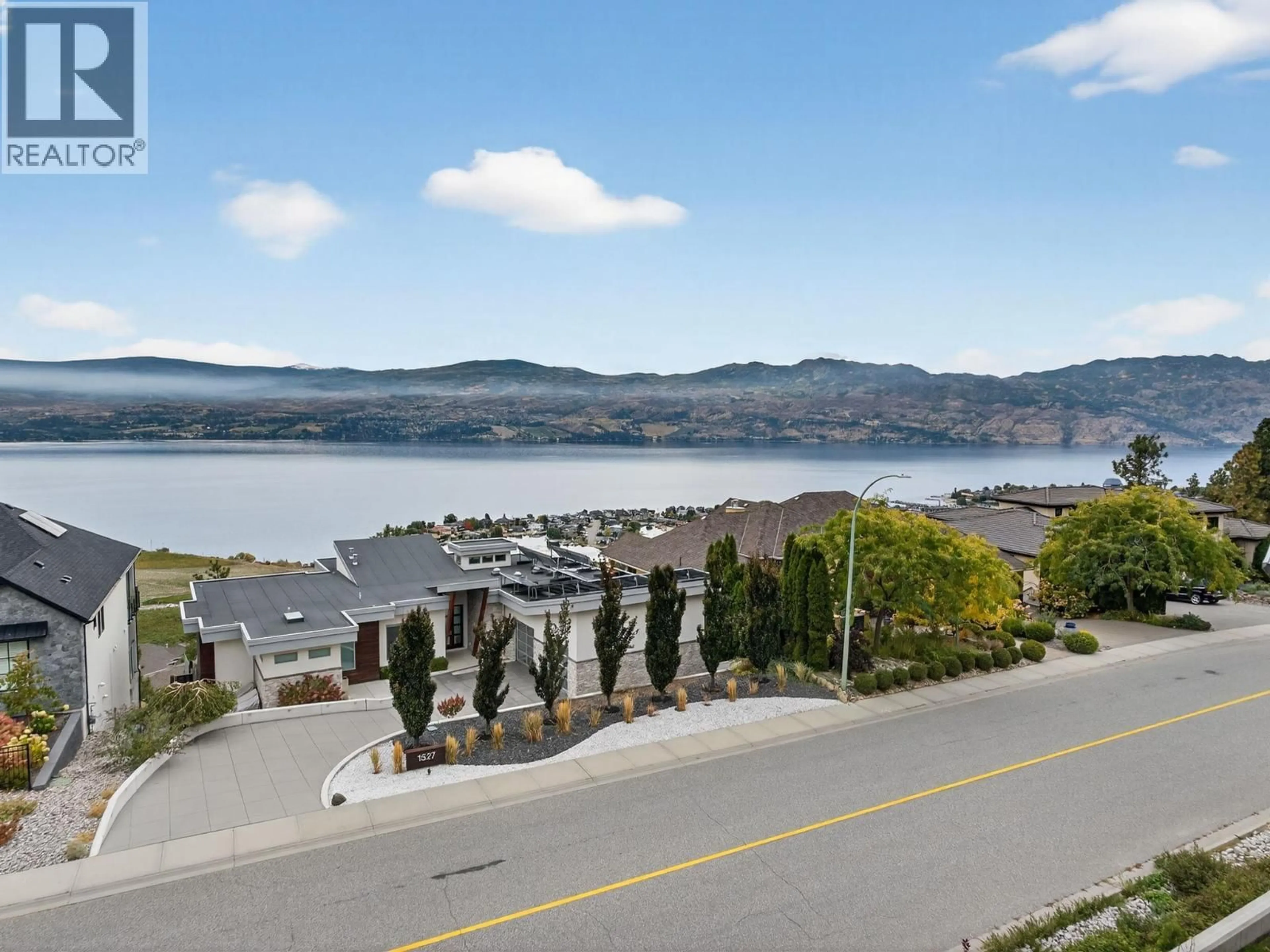 A pic from outside/outdoor area/front of a property/back of a property/a pic from drone, water/lake/river/ocean view for 1534 GREGORY ROAD, West Kelowna British Columbia V4T2V7