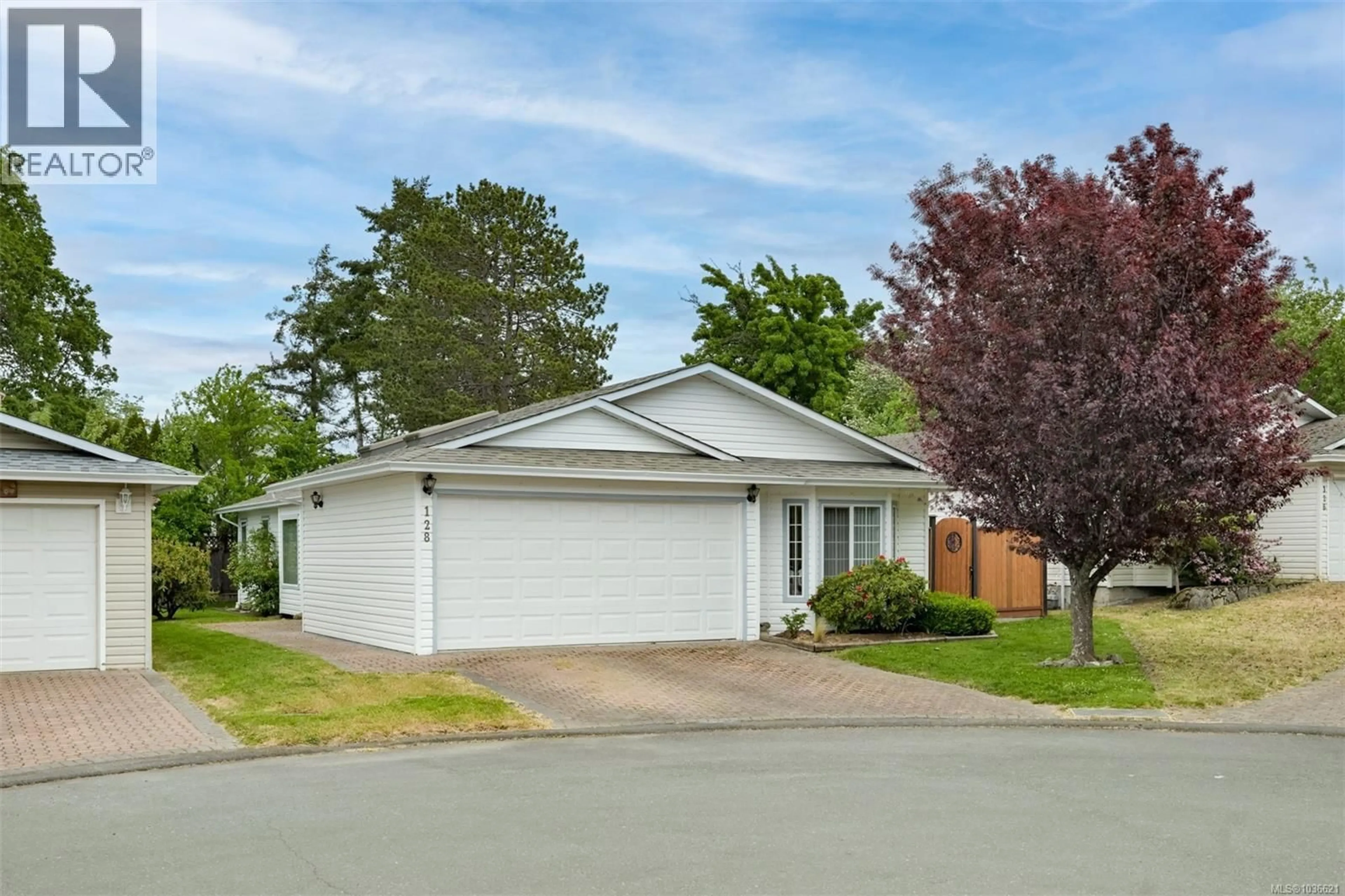 Home with vinyl exterior material, street for 128 CAMAS LANE, View Royal British Columbia V9A7M2