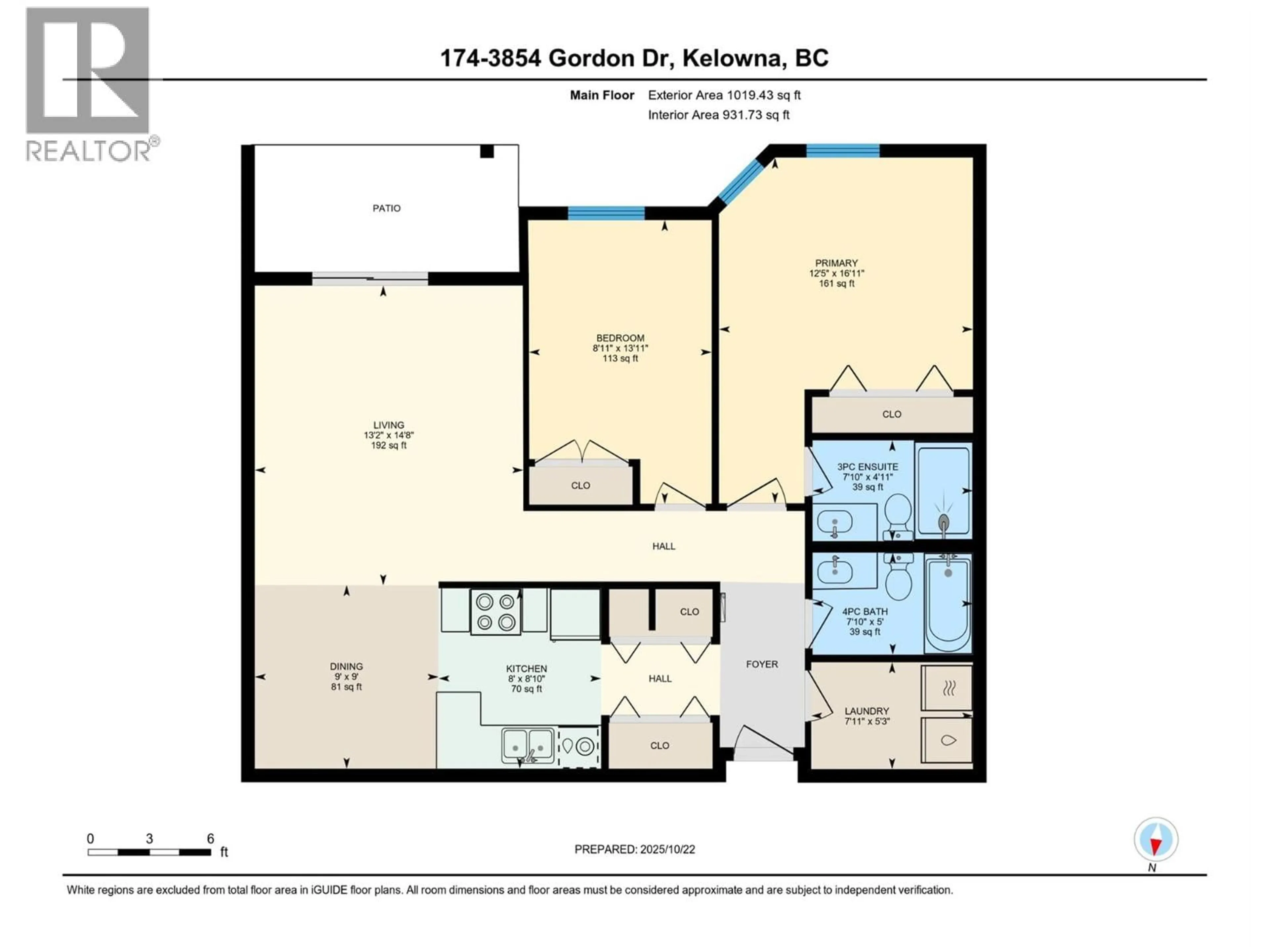Floor plan for 174 - 3854 GORDON DRIVE, Kelowna British Columbia V1W5A3