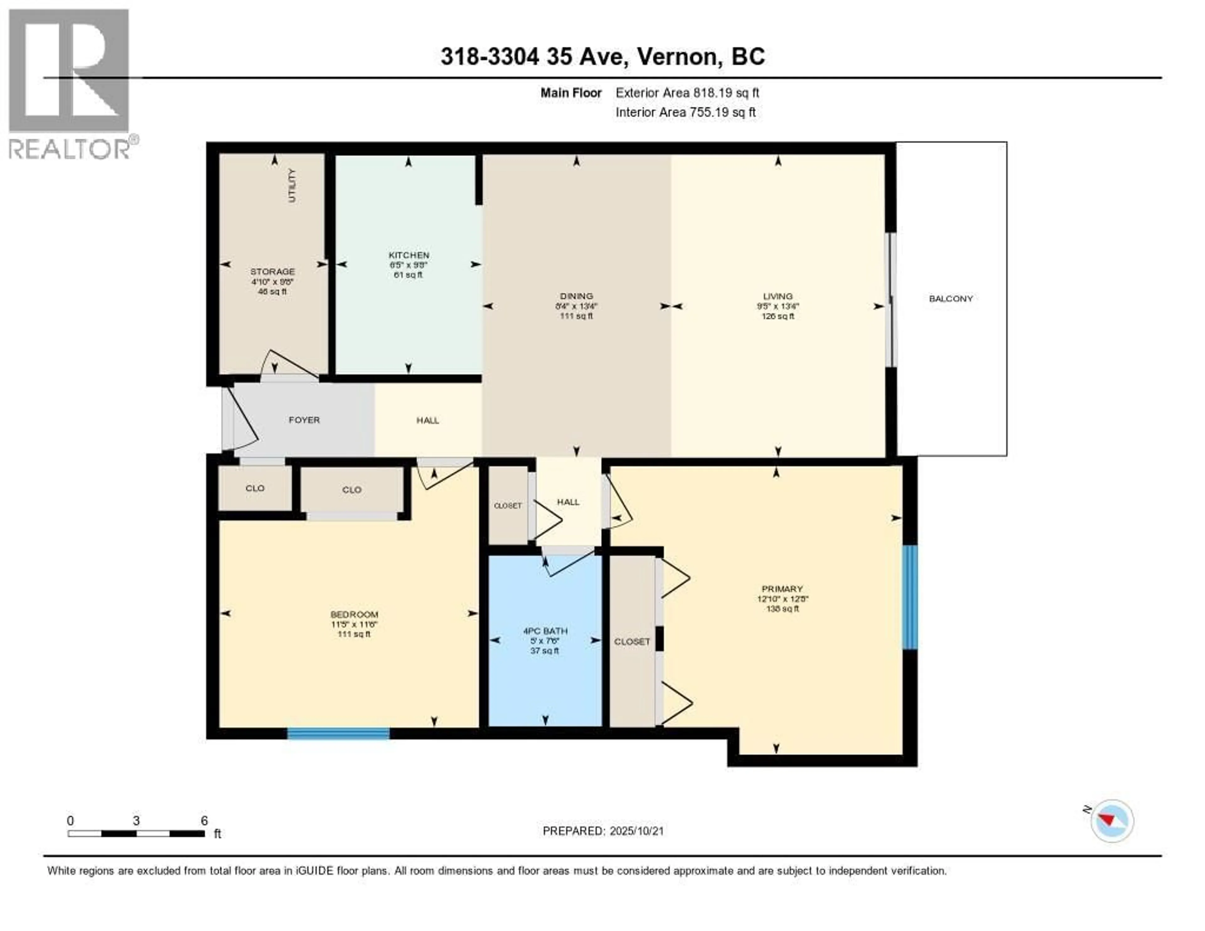 Floor plan for 318 - 3304 35 AVENUE, Vernon British Columbia V1T8M6