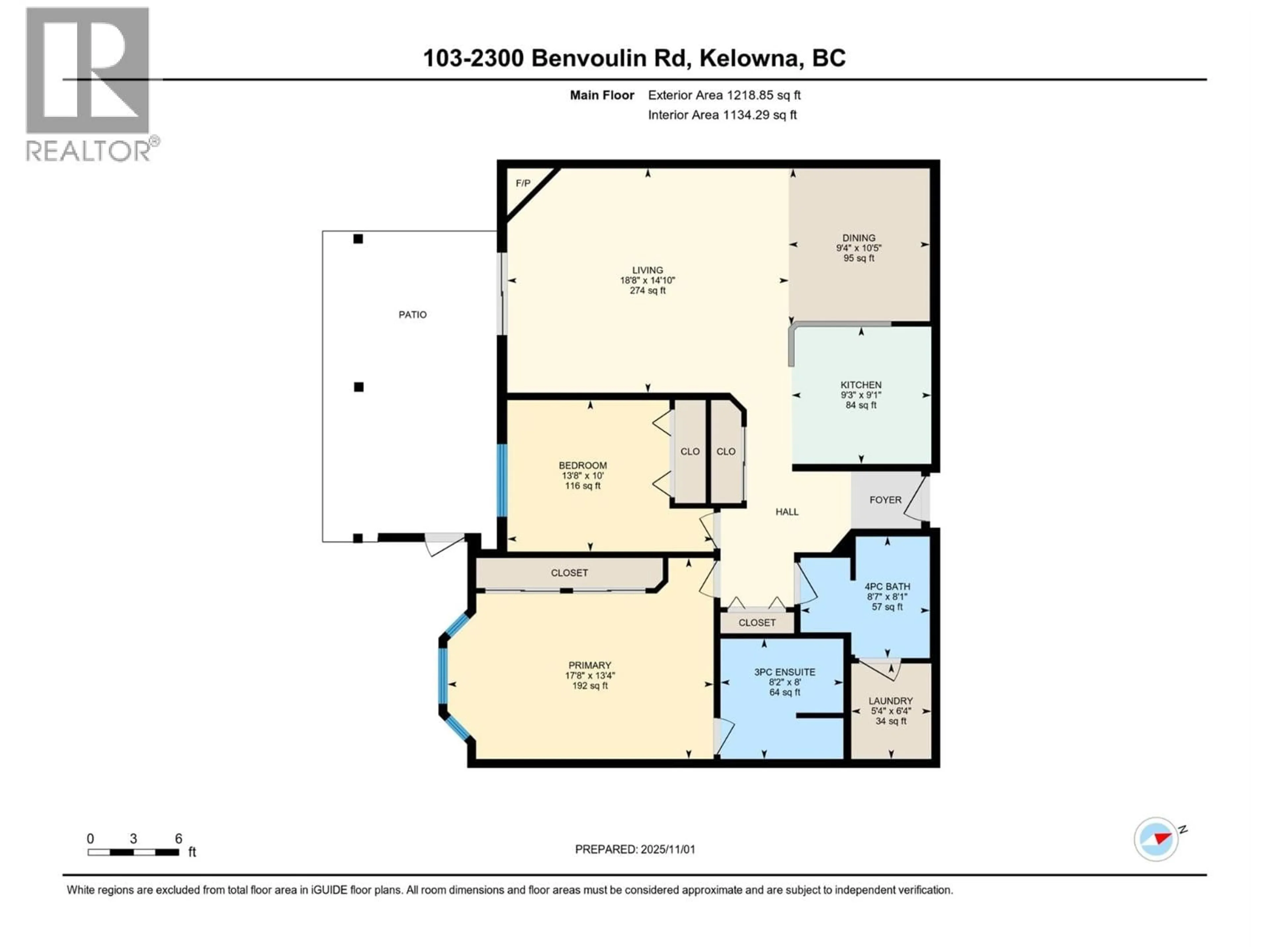 Floor plan for 103 - 2300 BENVOULIN ROAD, Kelowna British Columbia V1W2C6