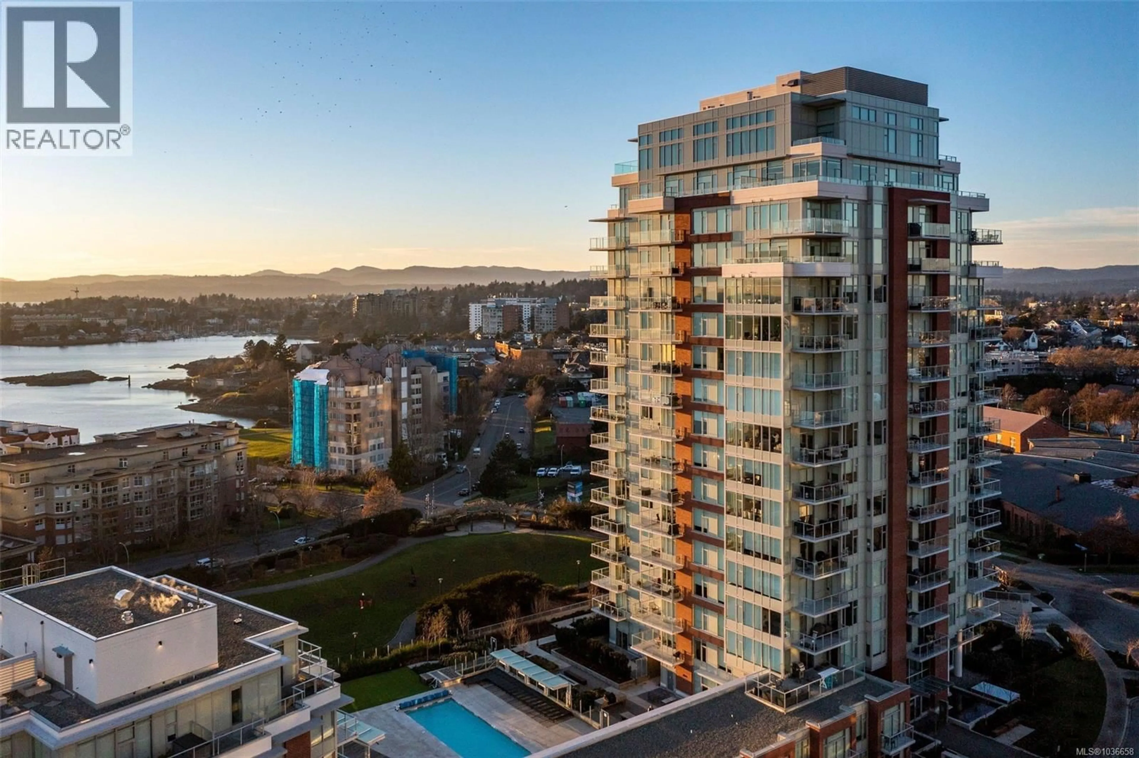 A pic from outside/outdoor area/front of a property/back of a property/a pic from drone, city buildings view from balcony for 705 - 60 SAGHALIE ROAD, Victoria British Columbia V9A0H1