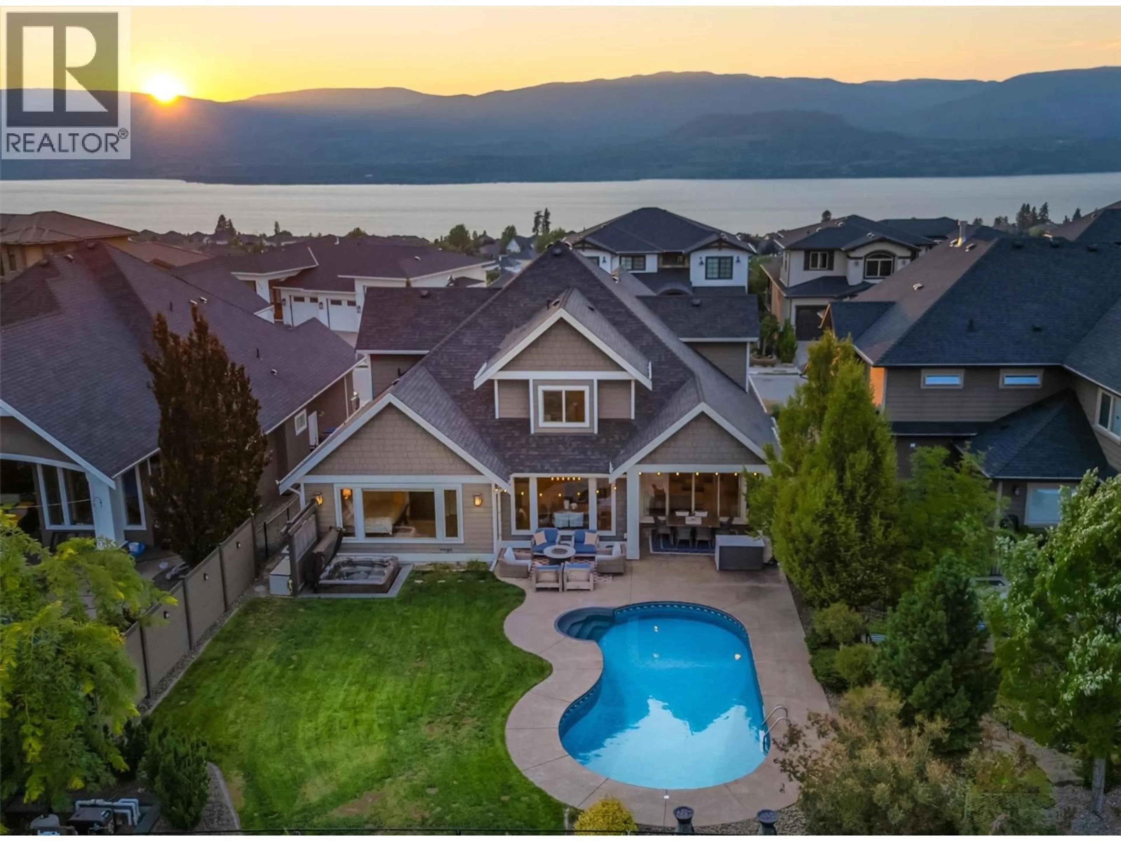 A pic from outside/outdoor area/front of a property/back of a property/a pic from drone, water/lake/river/ocean view for 425 AUDUBON COURT, Kelowna British Columbia V1W5K3