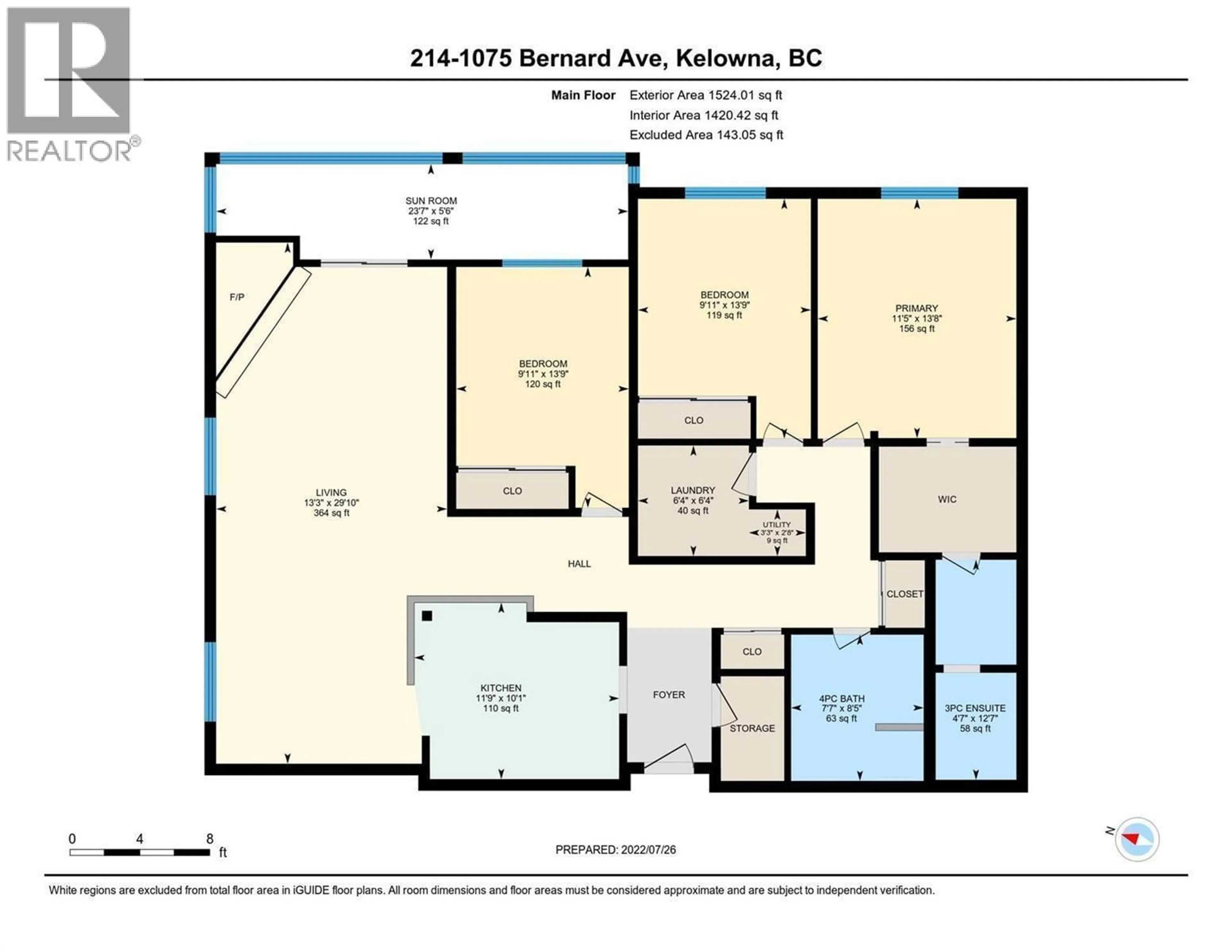 Floor plan for 214 - 1075 BERNARD AVENUE, Kelowna British Columbia V1Y6P7