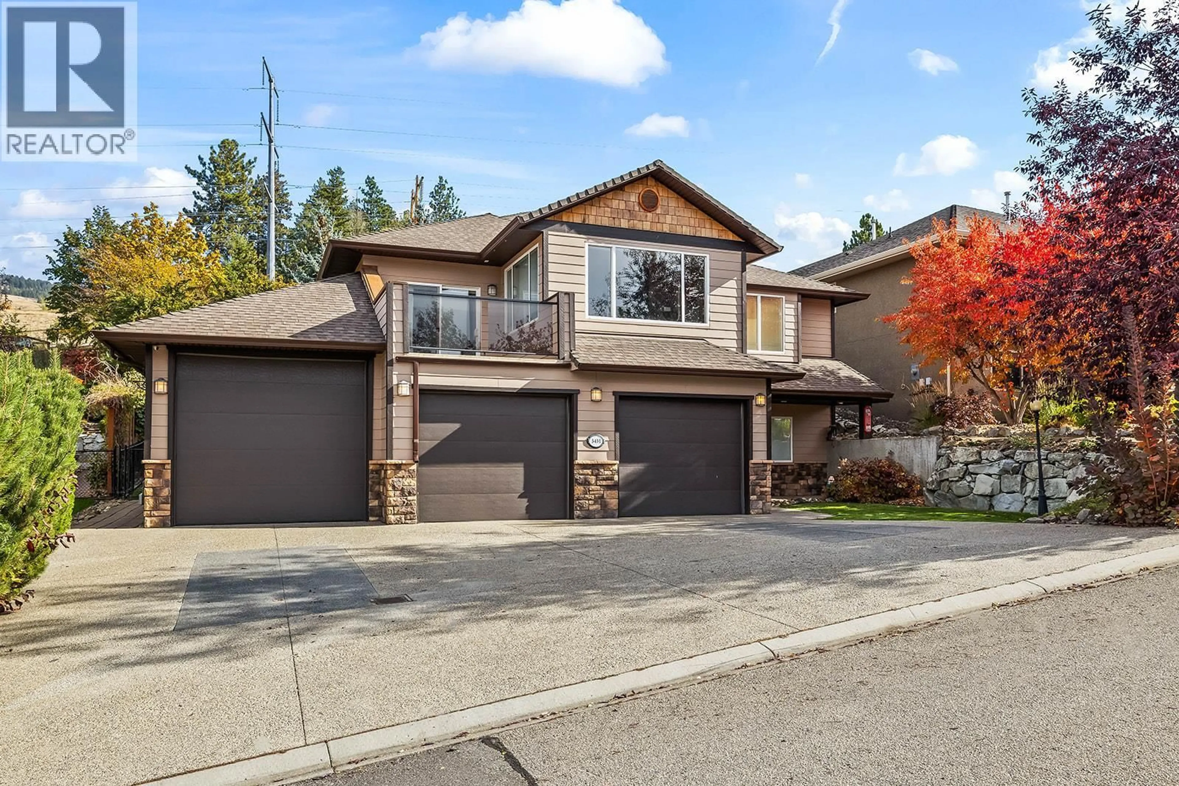 Home with brick exterior material, street for 3431 CAMELBACK DRIVE, Kelowna British Columbia V1Z8A8