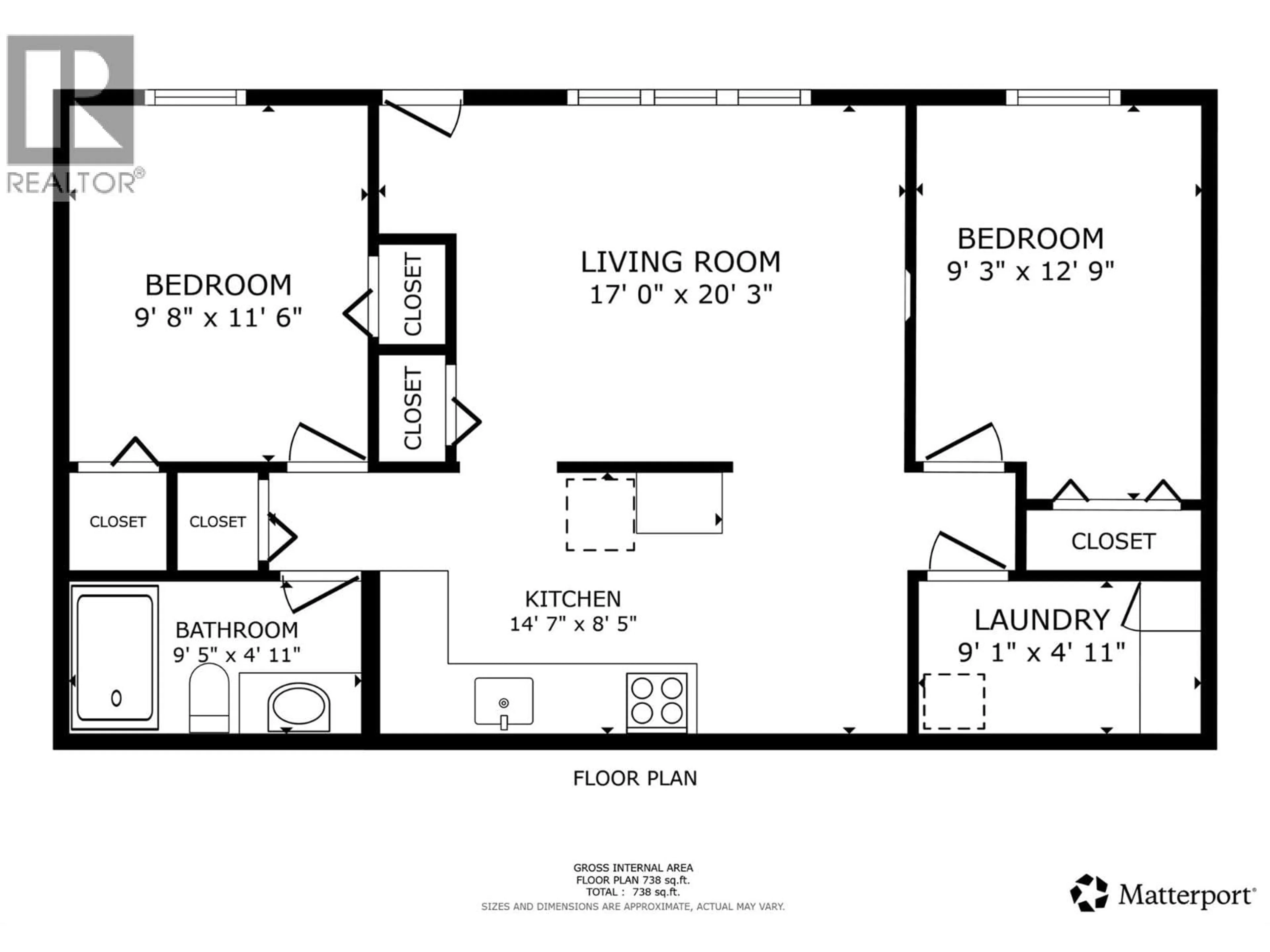 Floor plan for 105 - 1041 MIDDLETON WAY, Vernon British Columbia V1B2N3