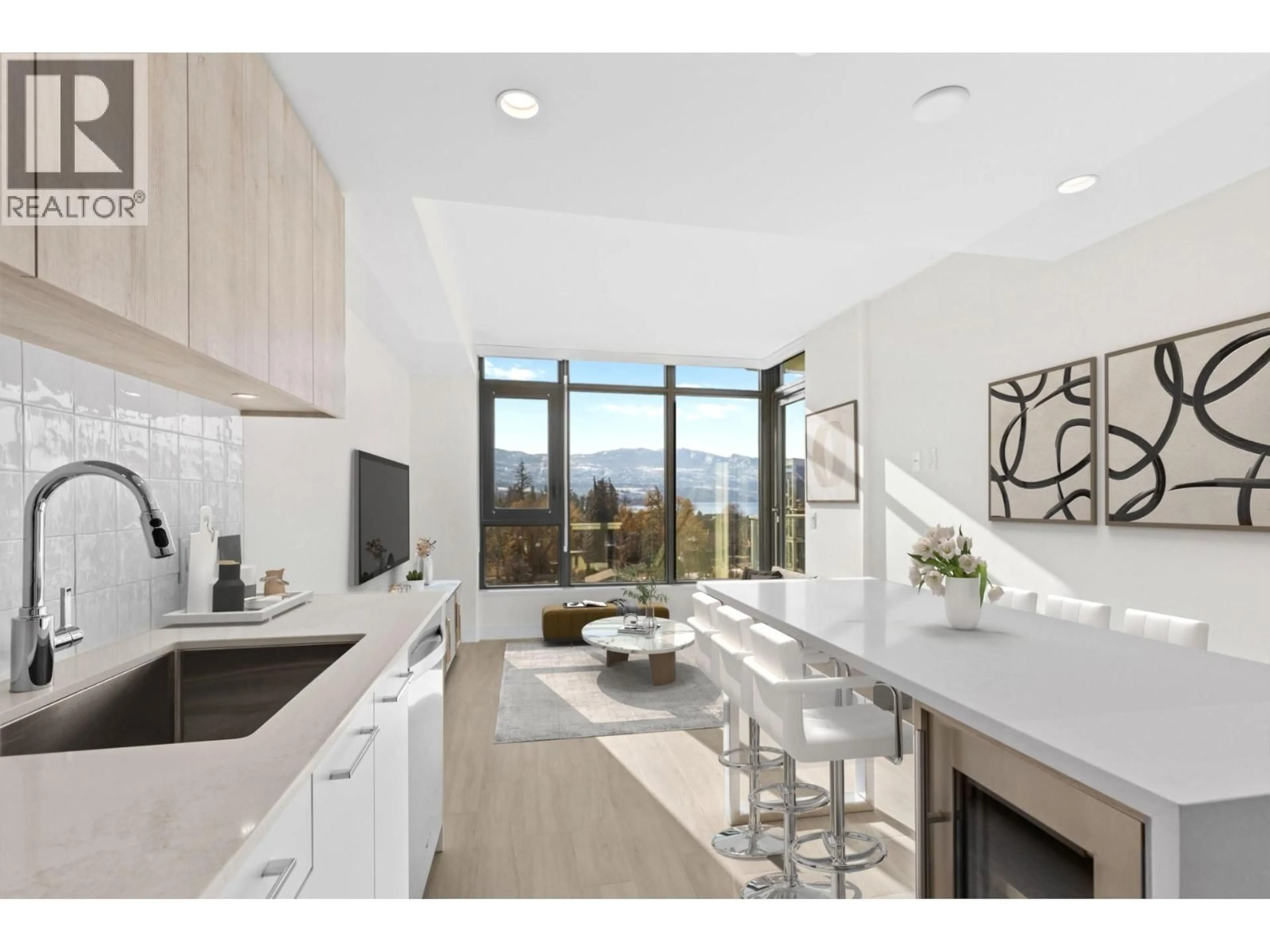 Open concept kitchen, ceramic/tile floor for 607 - 3699 CAPOZZI ROAD, Kelowna British Columbia V1W0G3