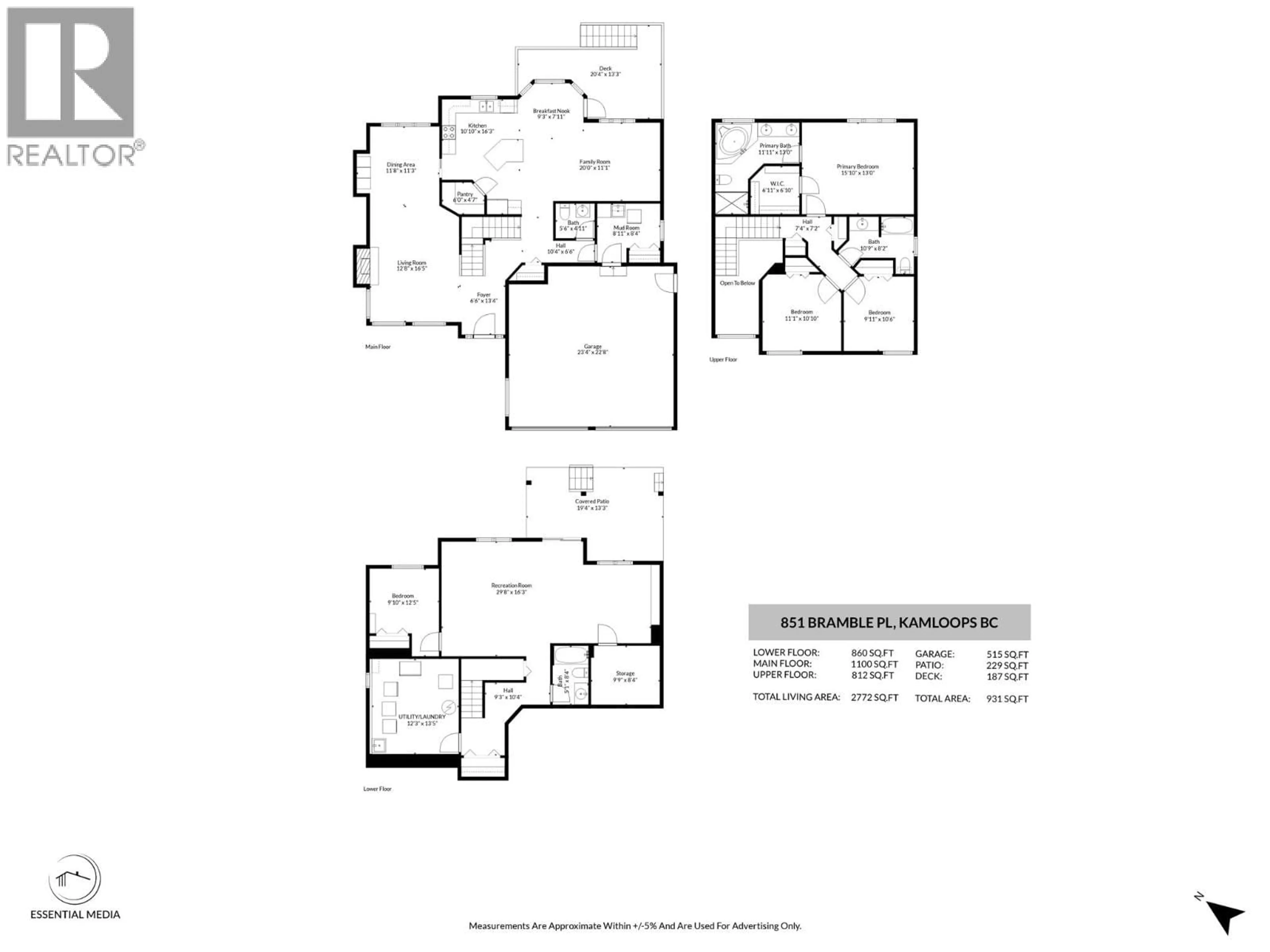 Floor plan for 851 BRAMBLE PLACE, Kamloops British Columbia V1S1Y6