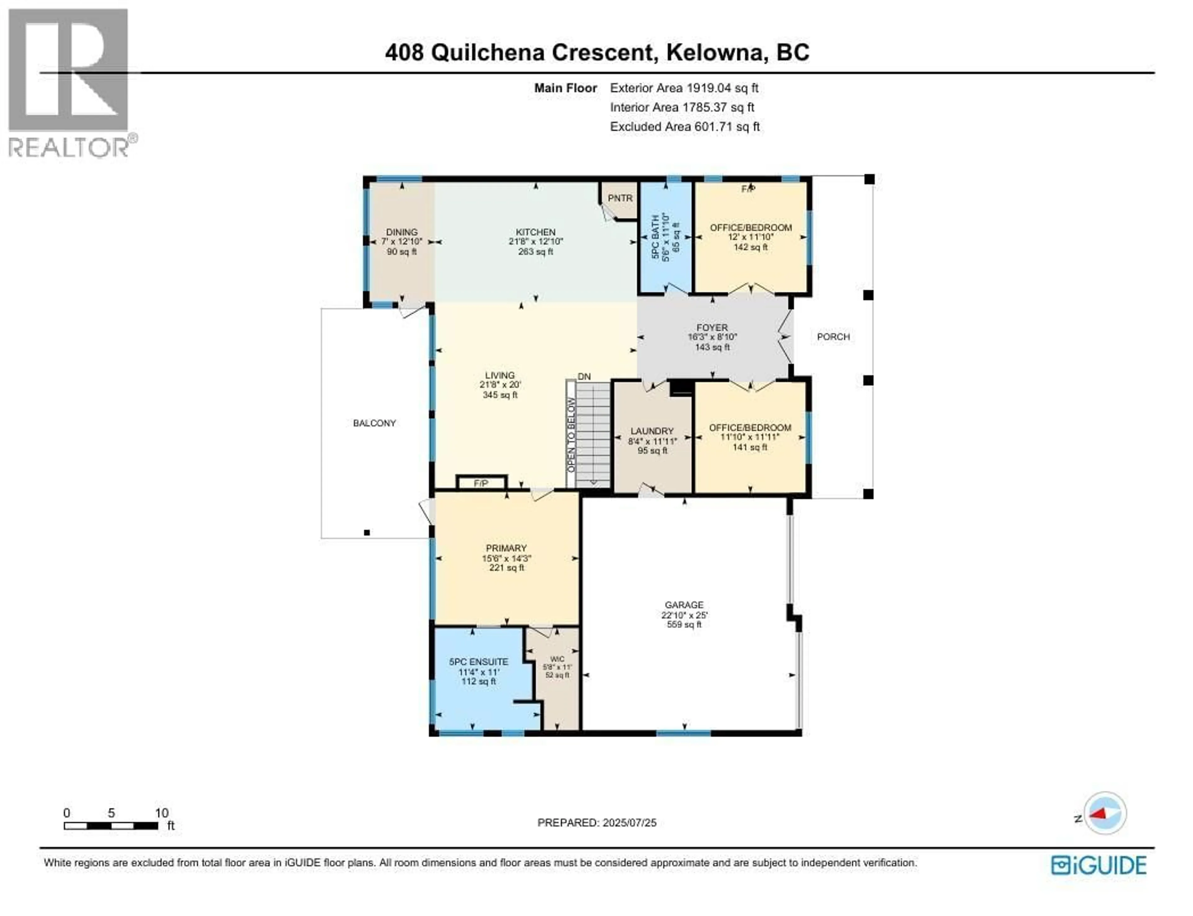 Floor plan for 408 QUILCHENA CRESCENT, Kelowna British Columbia V1W4W4