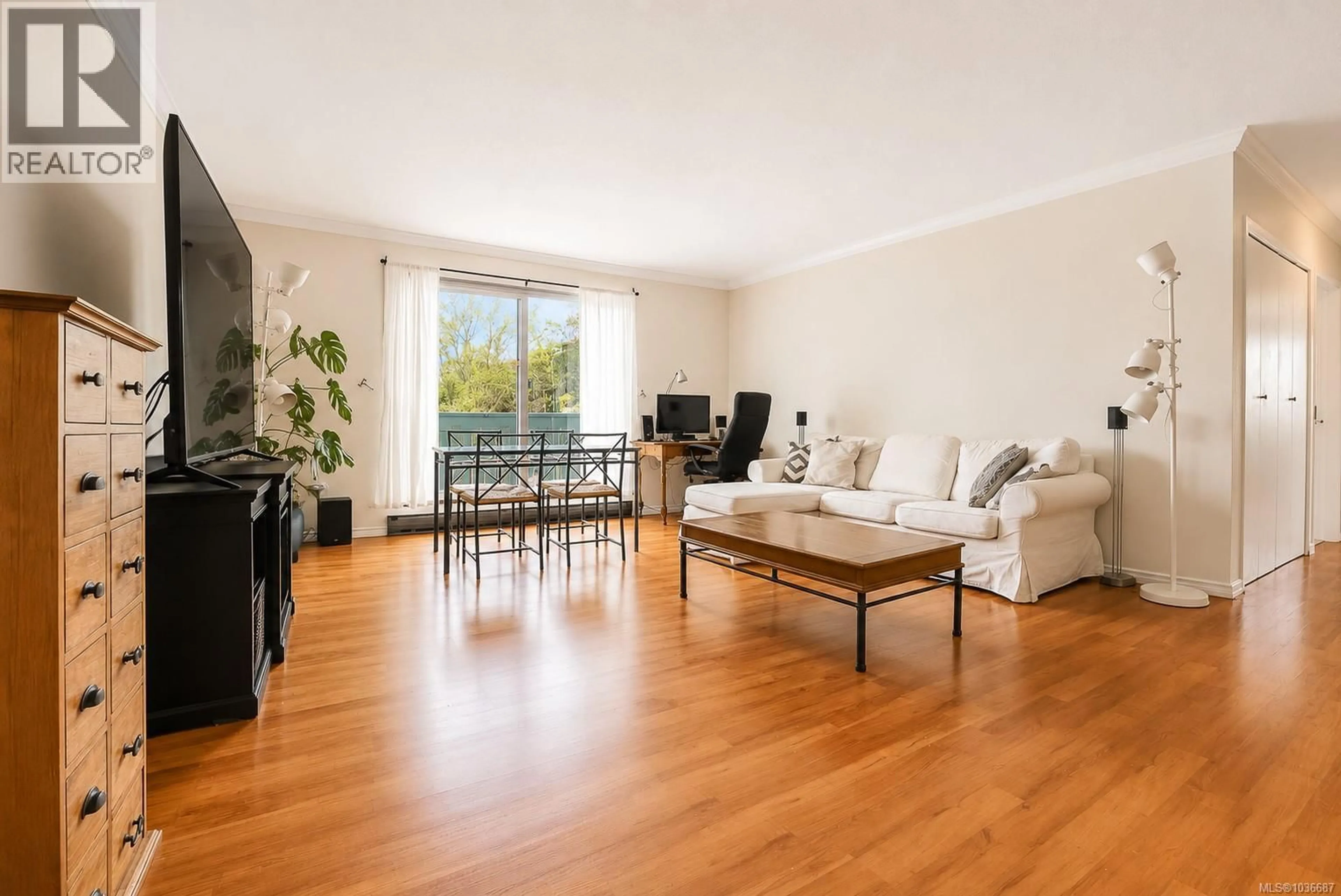 Living room with furniture, wood/laminate floor for 5 - 1331 JOHNSON STREET, Victoria British Columbia V8V3P2