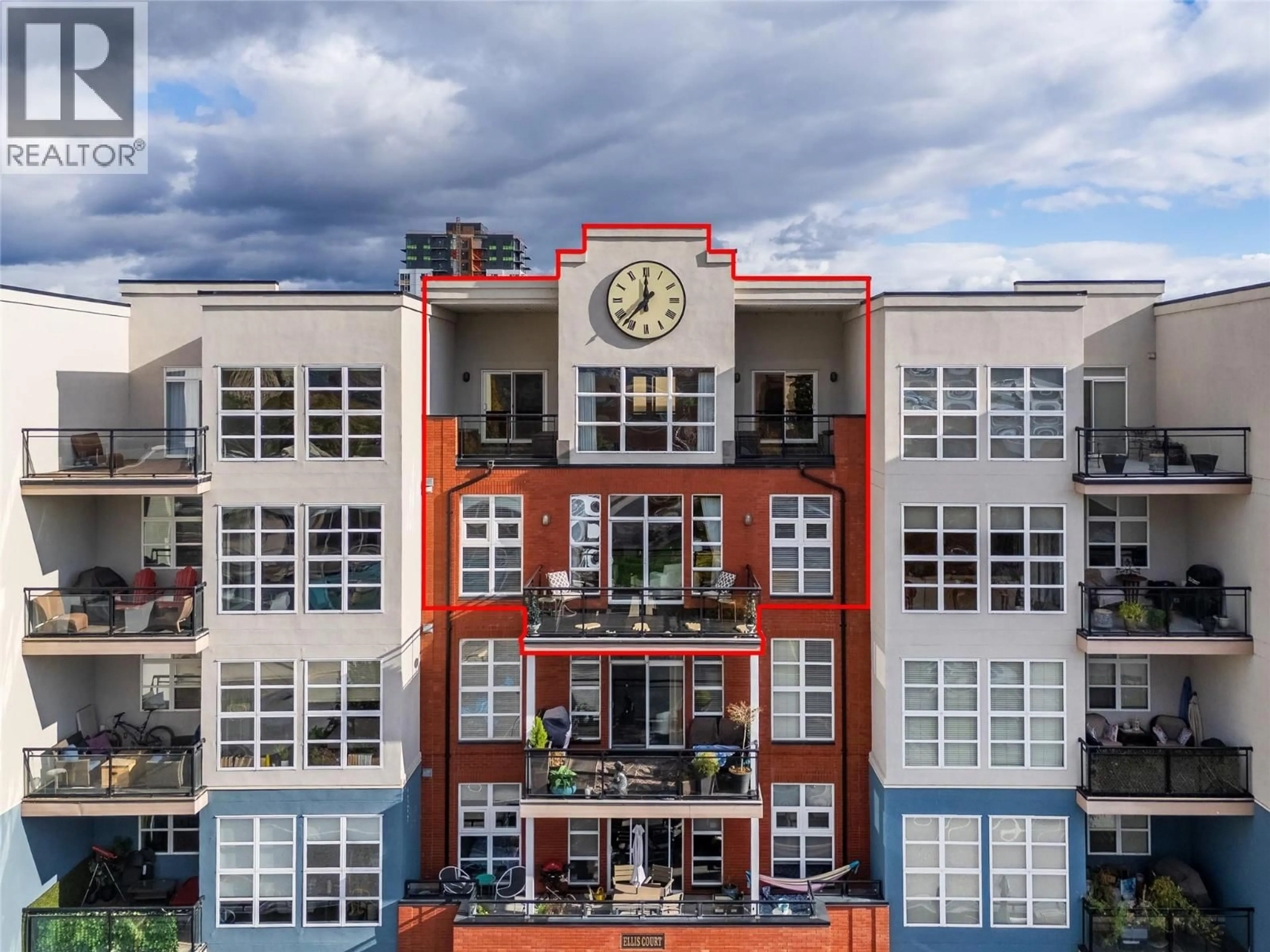 A pic from outside/outdoor area/front of a property/back of a property/a pic from drone, building for 423 - 1331 ELLIS STREET, Kelowna British Columbia V1Y1Z9