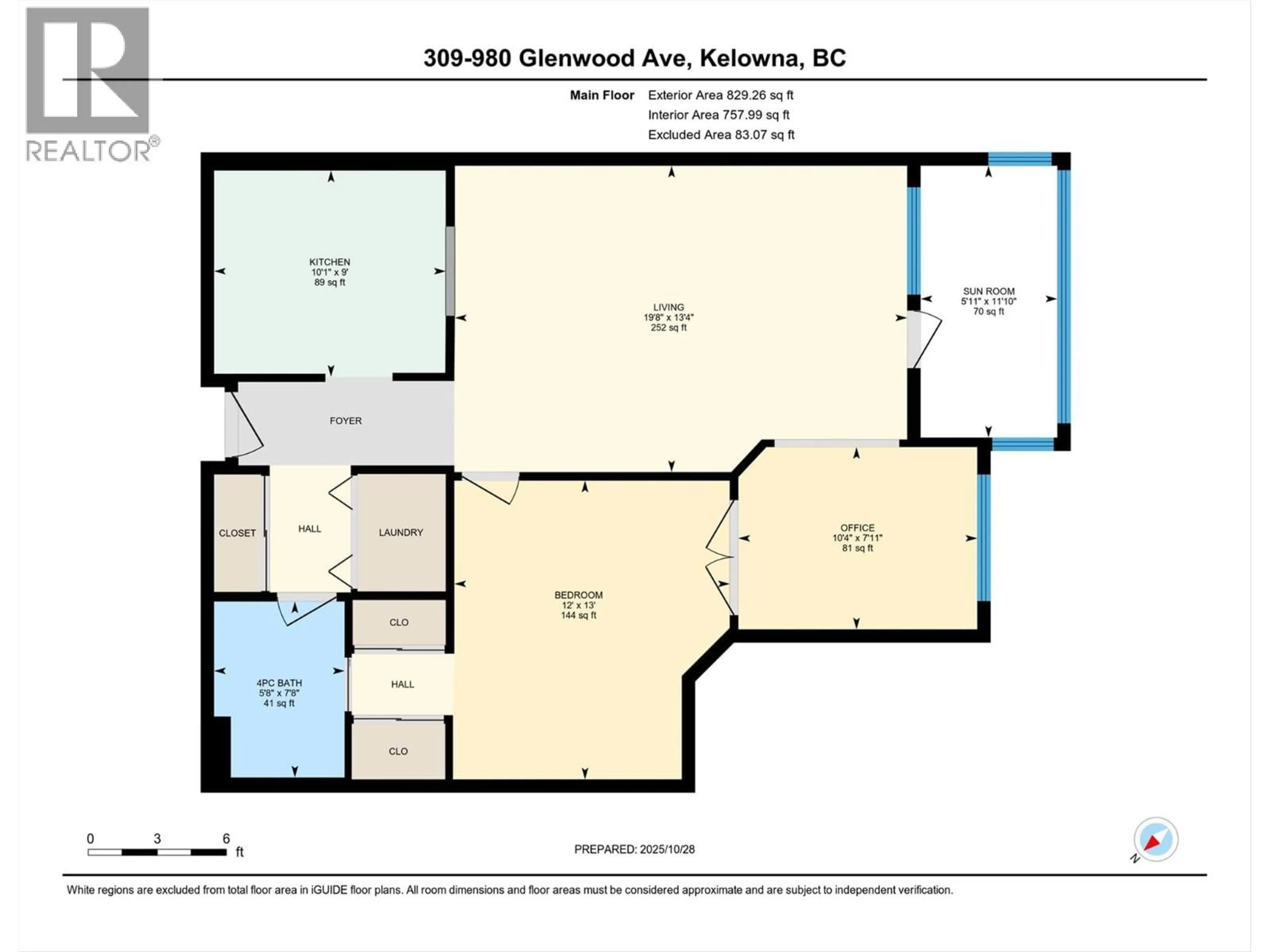 Floor plan for 309 - 980 GLENWOOD AVENUE, Kelowna British Columbia V1Y9P2