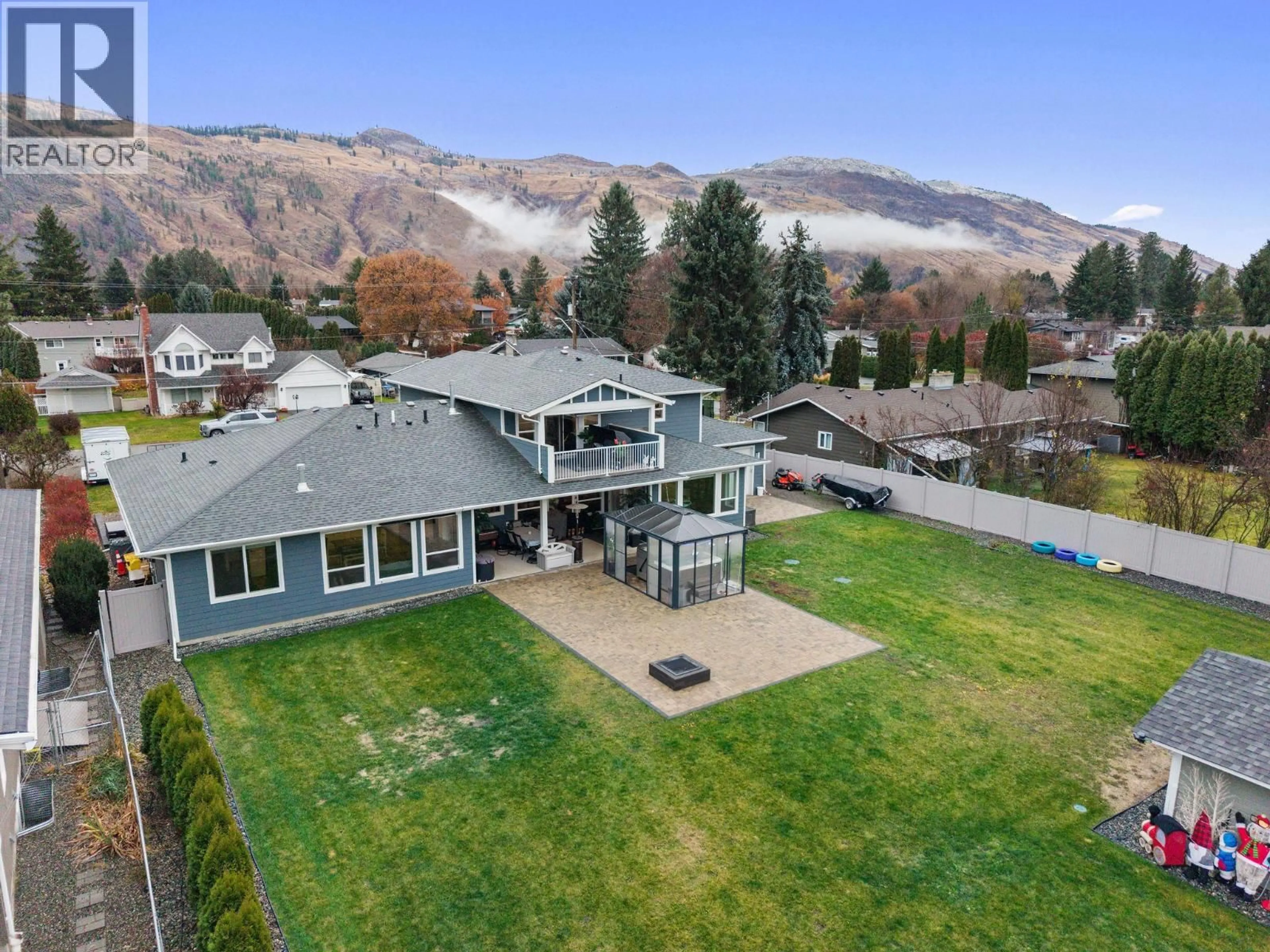 A pic from outside/outdoor area/front of a property/back of a property/a pic from drone, mountain view for 4831 ASPEN PARK DRIVE, Kamloops British Columbia V2H1M5