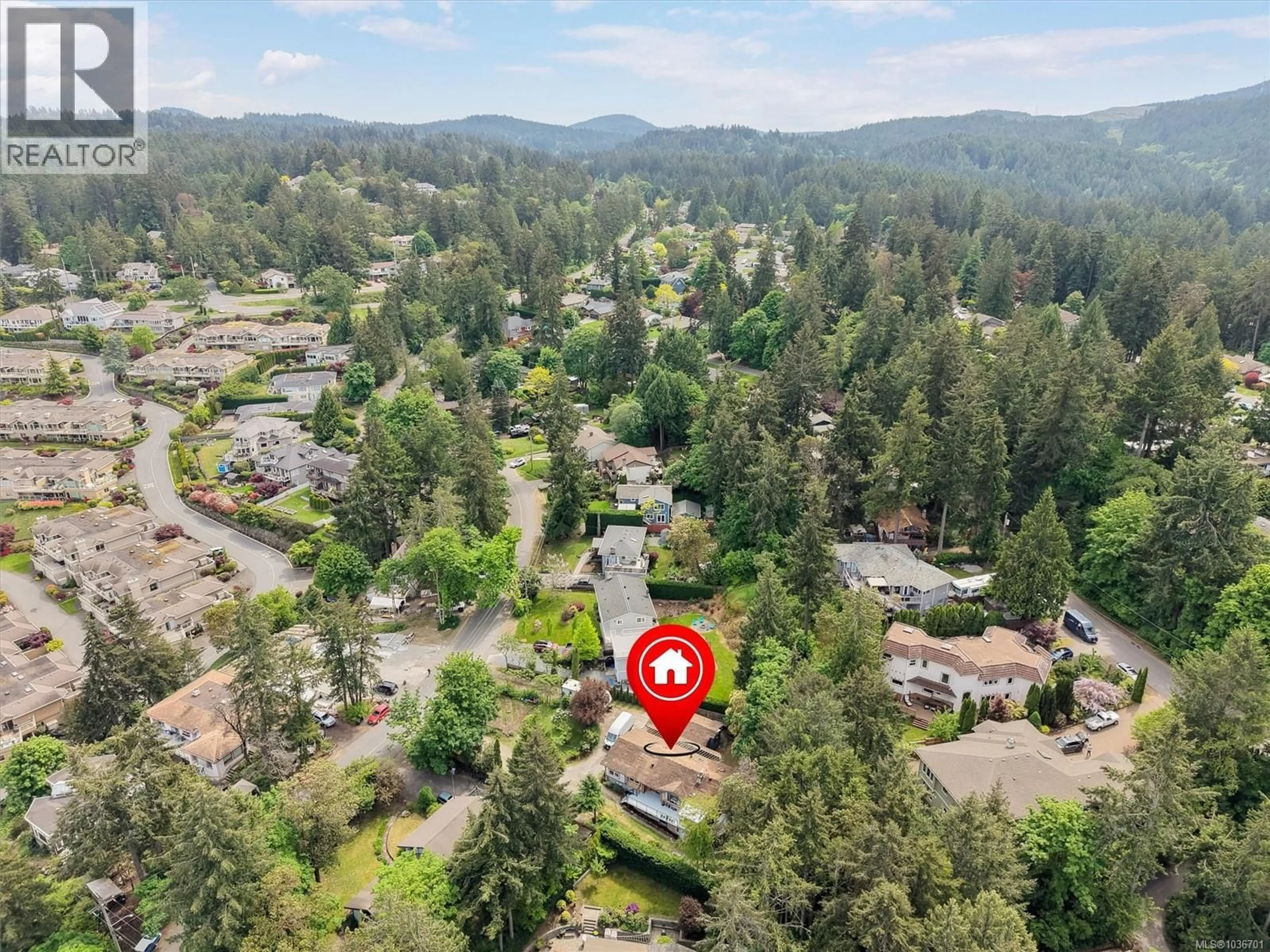 A pic from outside/outdoor area/front of a property/back of a property/a pic from drone, forest/trees view for 6898 WOODWARD DRIVE, Central Saanich British Columbia V8M1A9