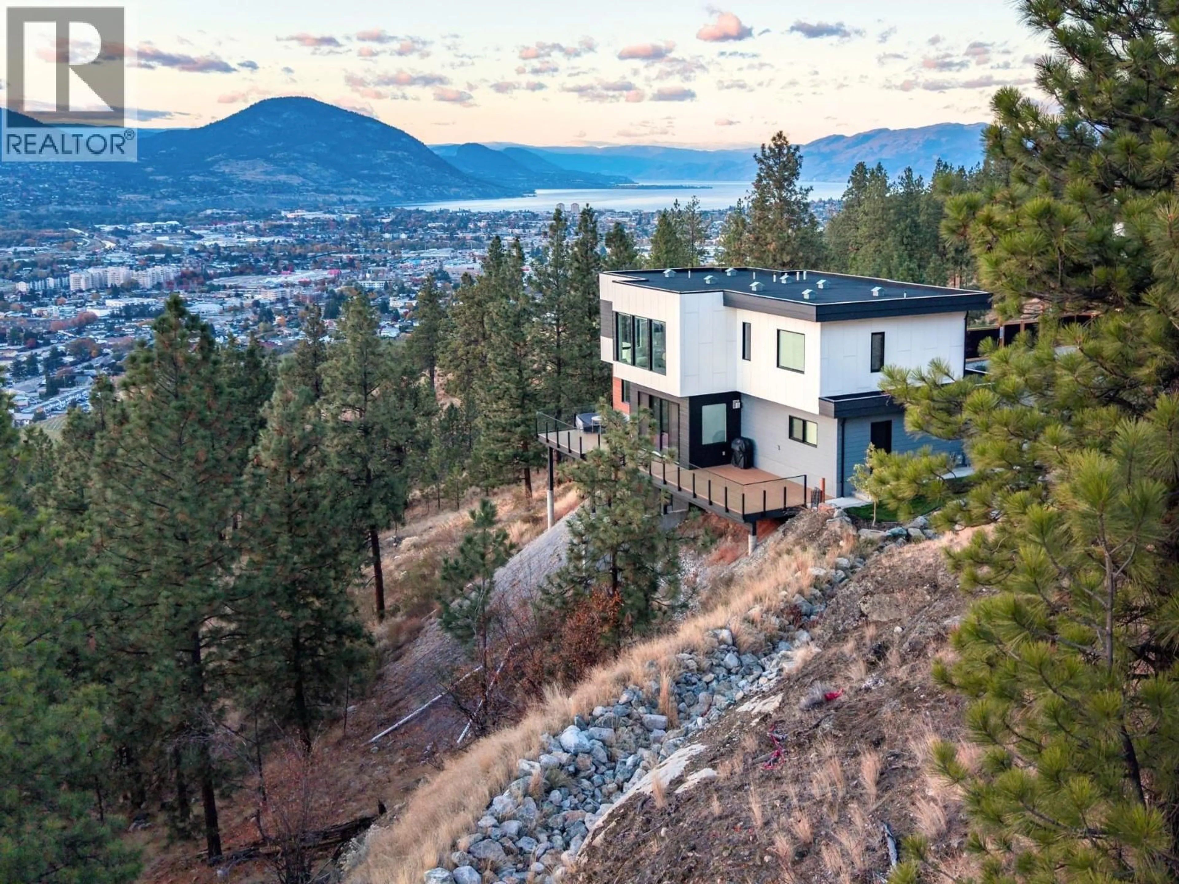 A pic from outside/outdoor area/front of a property/back of a property/a pic from drone, mountain view for 117 - 3331 EVERGREEN DRIVE, Penticton British Columbia V2A0J3
