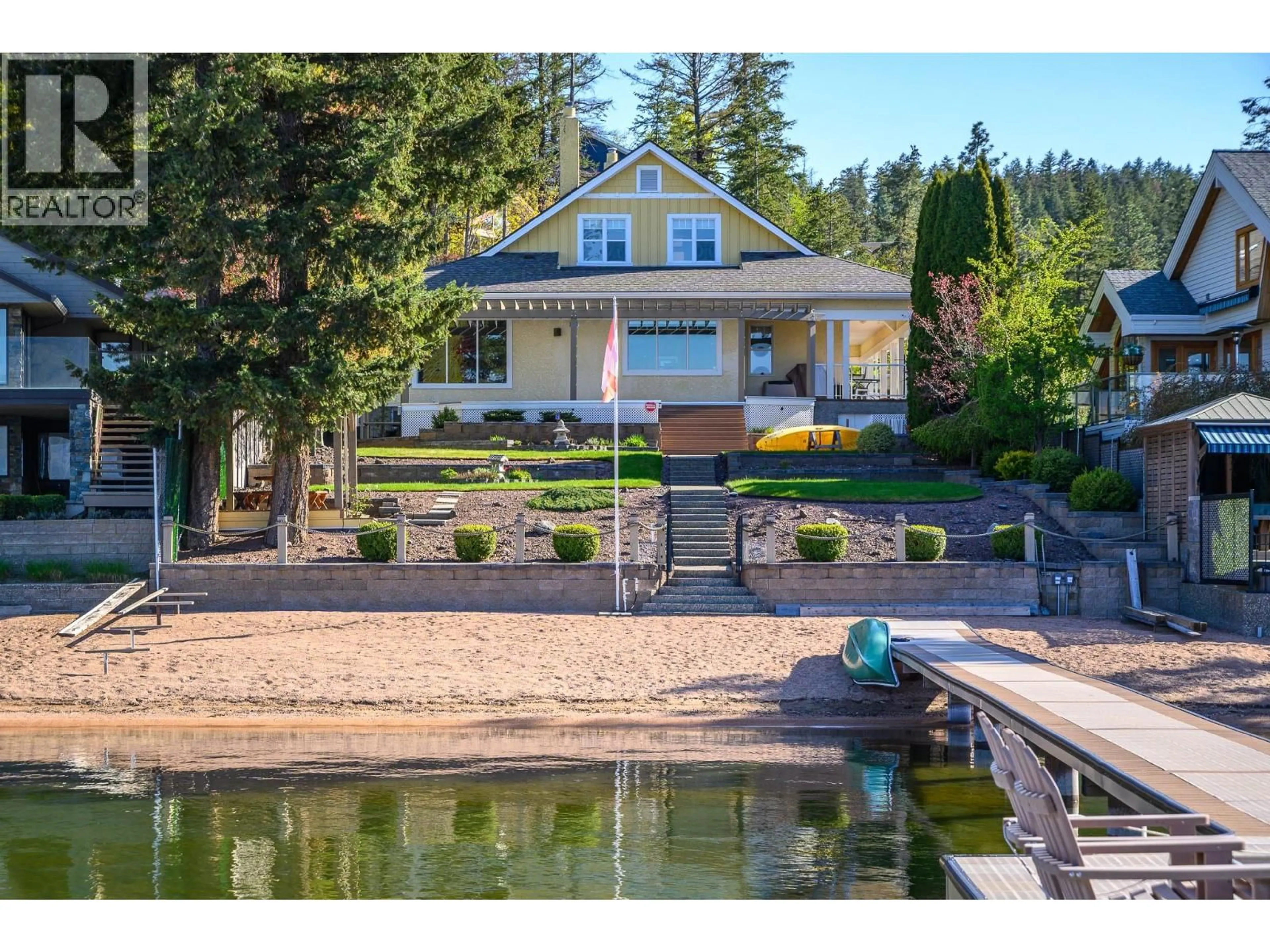 A pic from outside/outdoor area/front of a property/back of a property/a pic from drone, water/lake/river/ocean view for 9739 DELCLIFFE ROAD, Vernon British Columbia V1H1K9