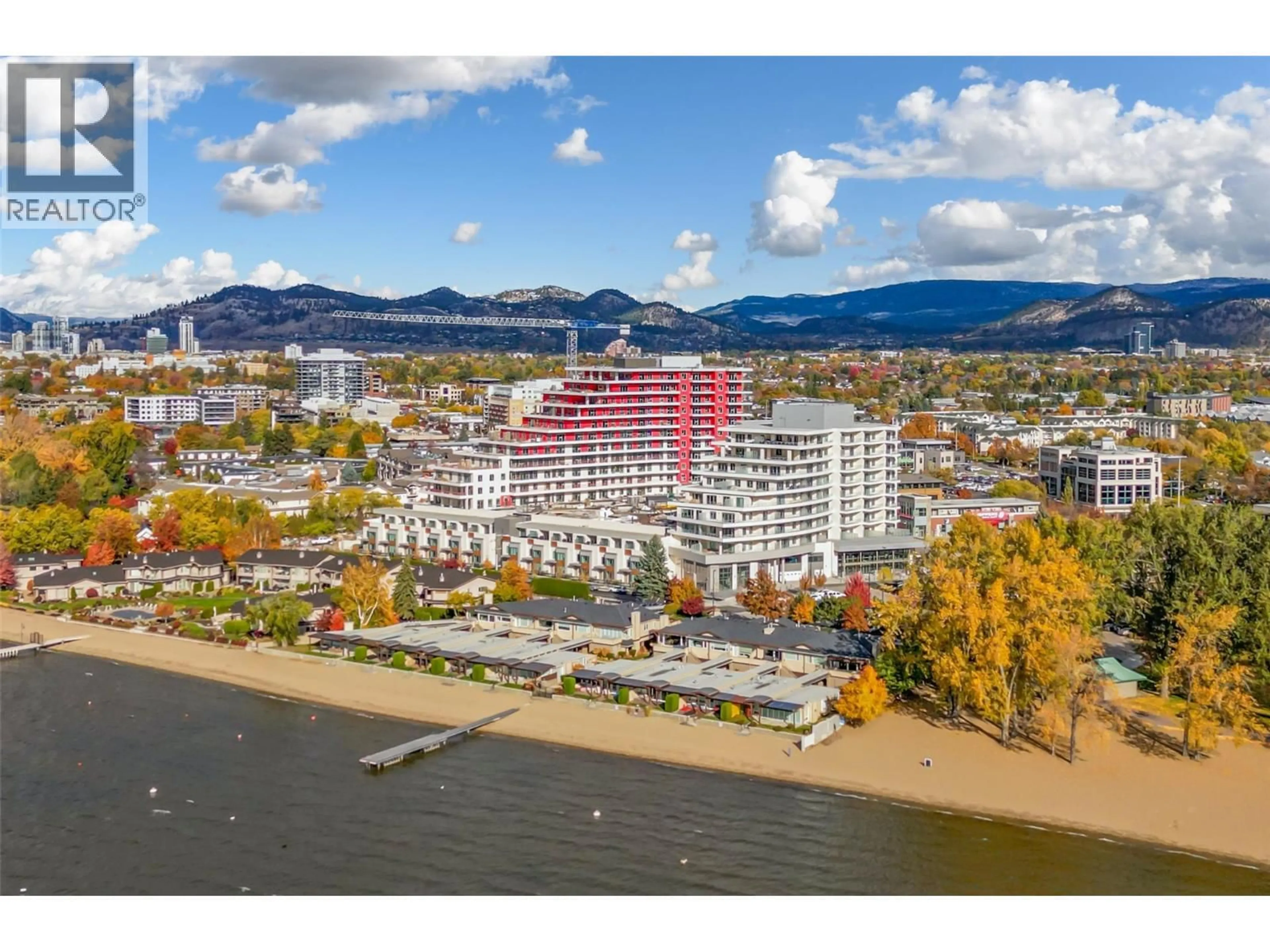 A pic from outside/outdoor area/front of a property/back of a property/a pic from drone, water/lake/river/ocean view for 1003 - 3340 LAKESHORE ROAD, Kelowna British Columbia V1W0H6