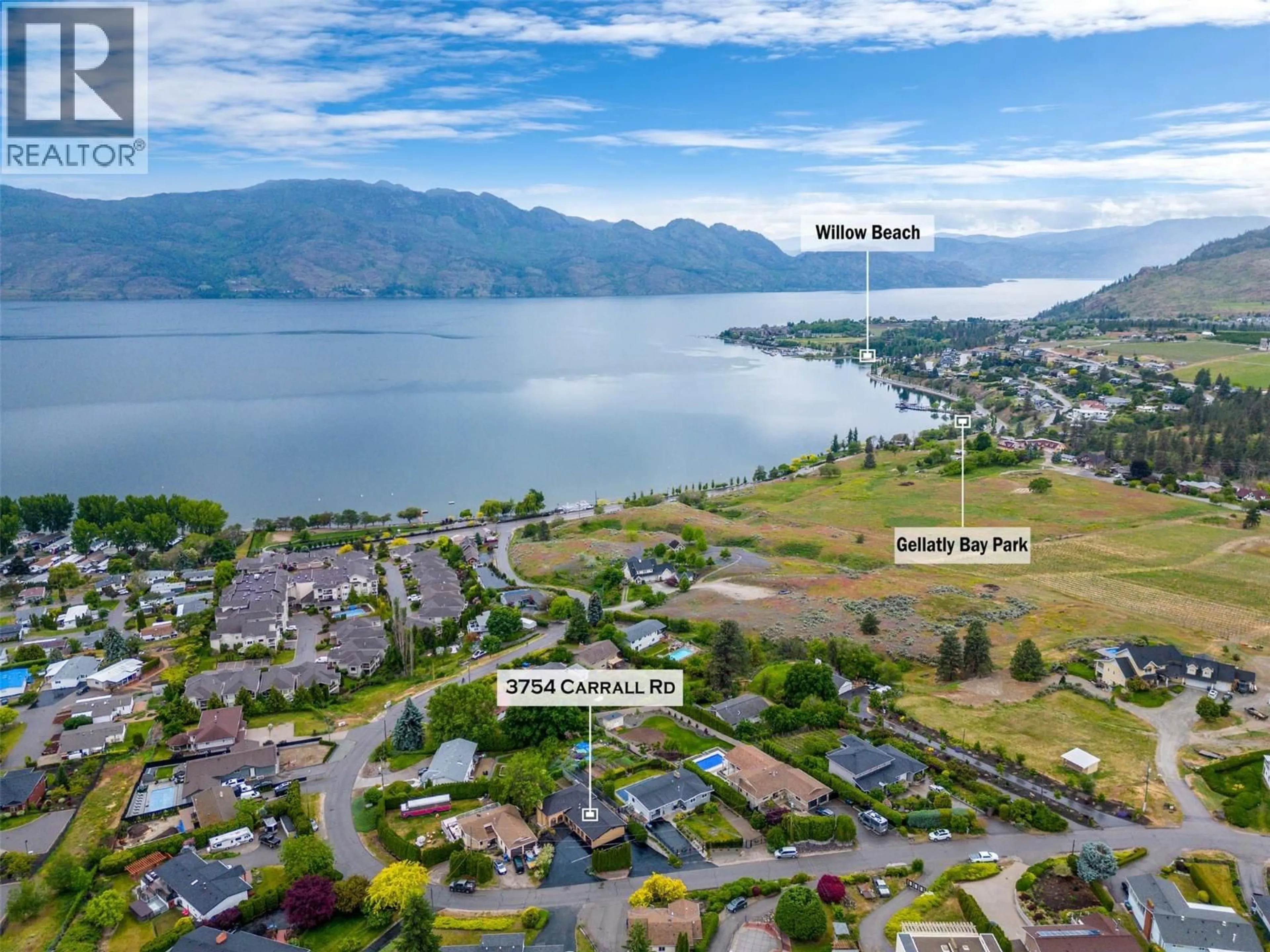 A pic from outside/outdoor area/front of a property/back of a property/a pic from drone, water/lake/river/ocean view for 3754 CARRALL ROAD, West Kelowna British Columbia V4t2C6