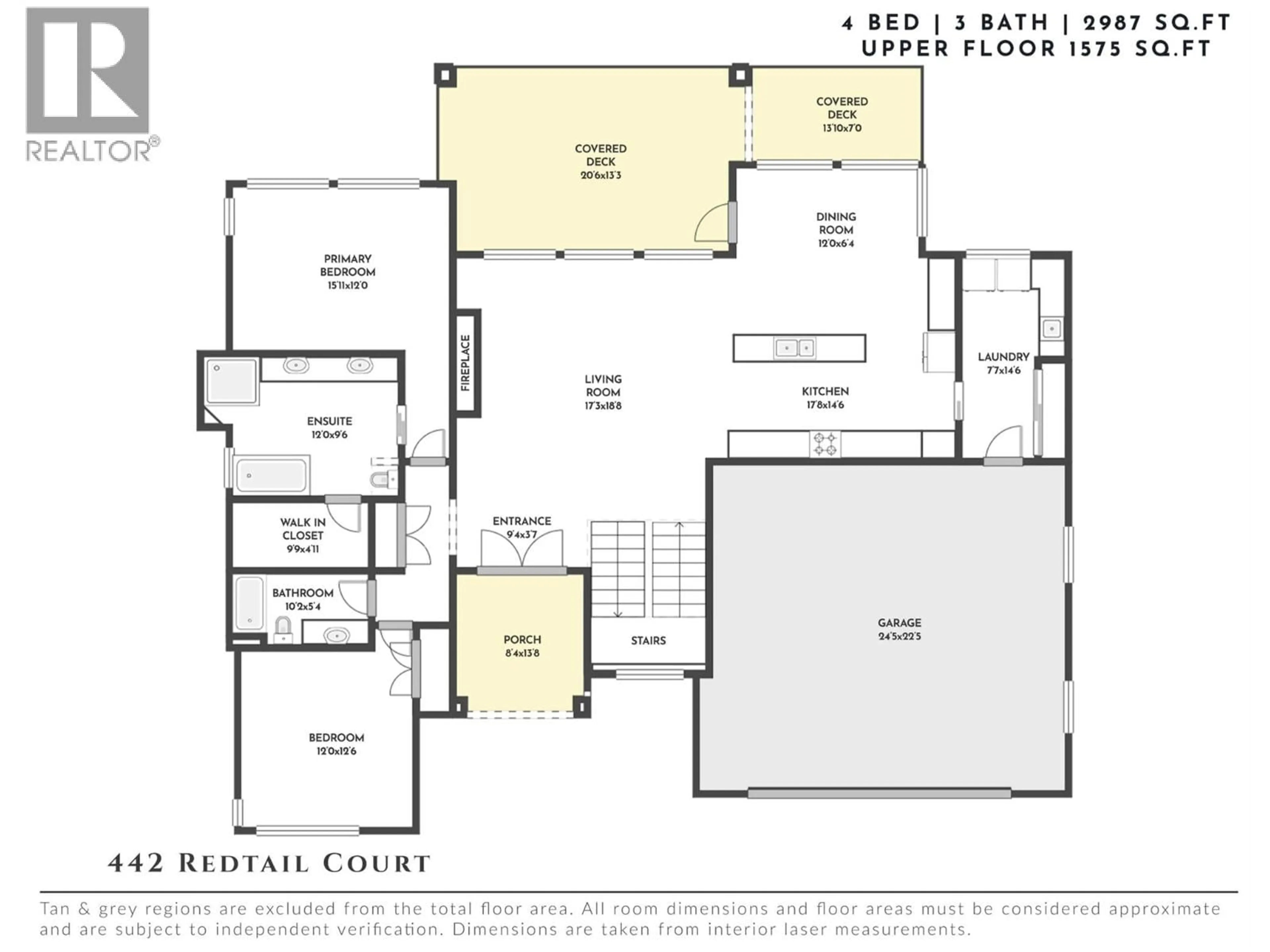 Floor plan for 442 REDTAIL COURT, Kelowna British Columbia V1W0B1