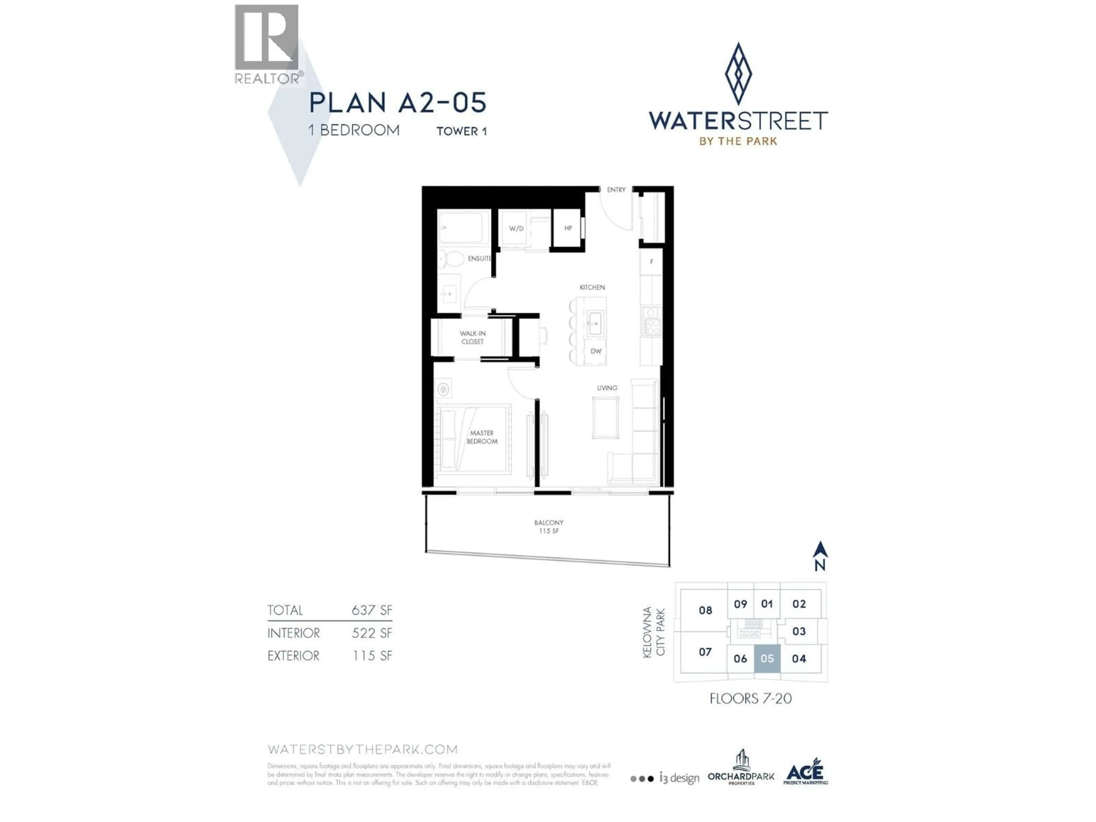 Floor plan for 1505 - 238 LEON AVENUE, Kelowna British Columbia V1Y6H9
