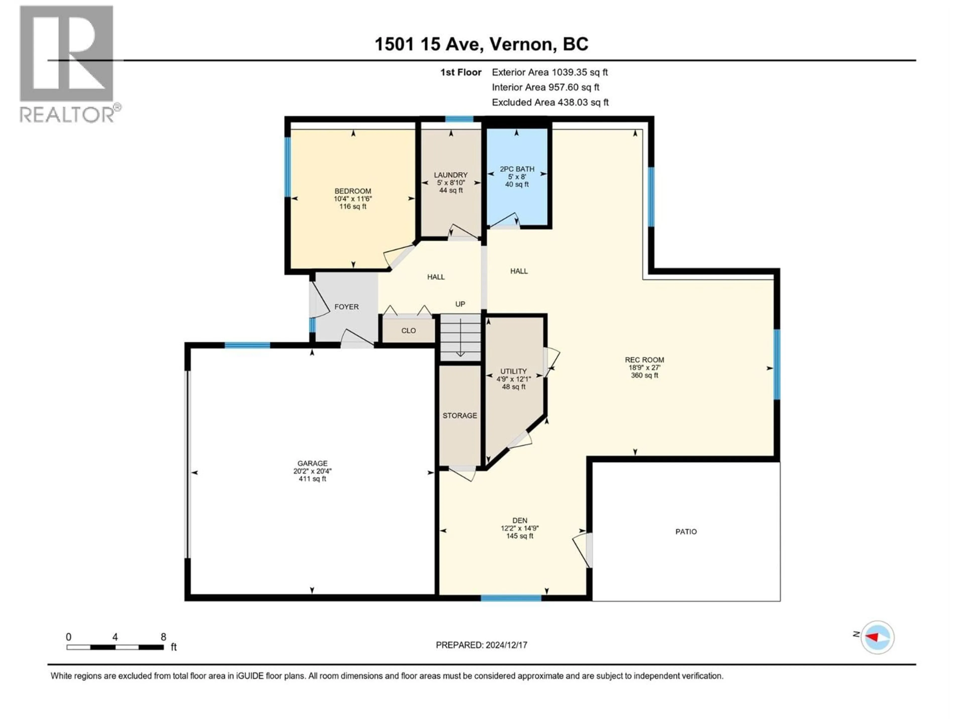 Floor plan for 1501 15TH AVENUE, Vernon British Columbia V1T9R4