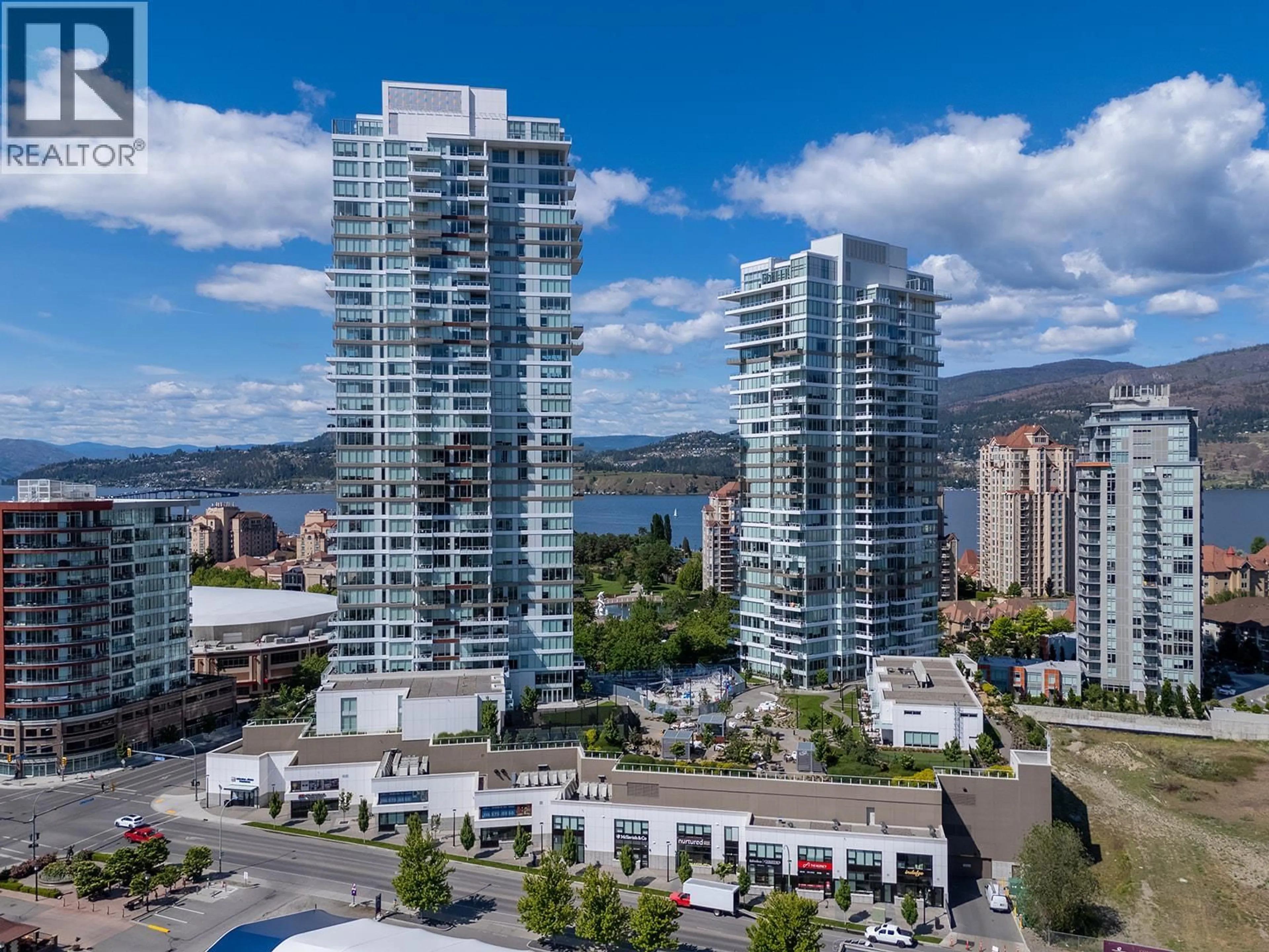 A pic from outside/outdoor area/front of a property/back of a property/a pic from drone, city buildings view from balcony for 802 - 1191 SUNSET DRIVE, Kelowna British Columbia V1Y0J4