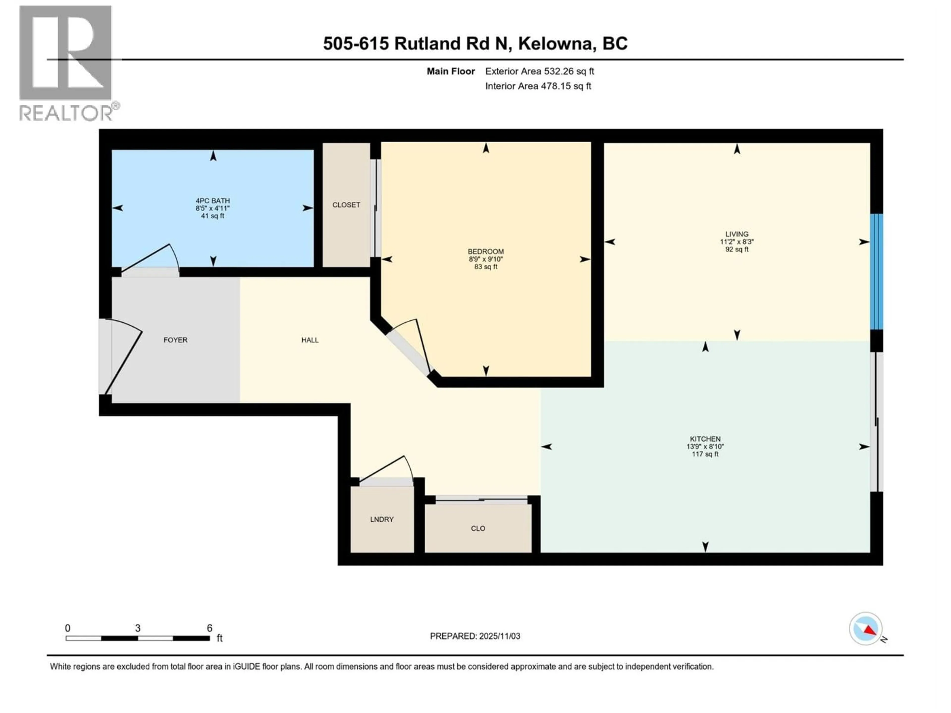 Floor plan for 505 - 615 RUTLAND ROAD NORTH, Kelowna British Columbia V1X5M5