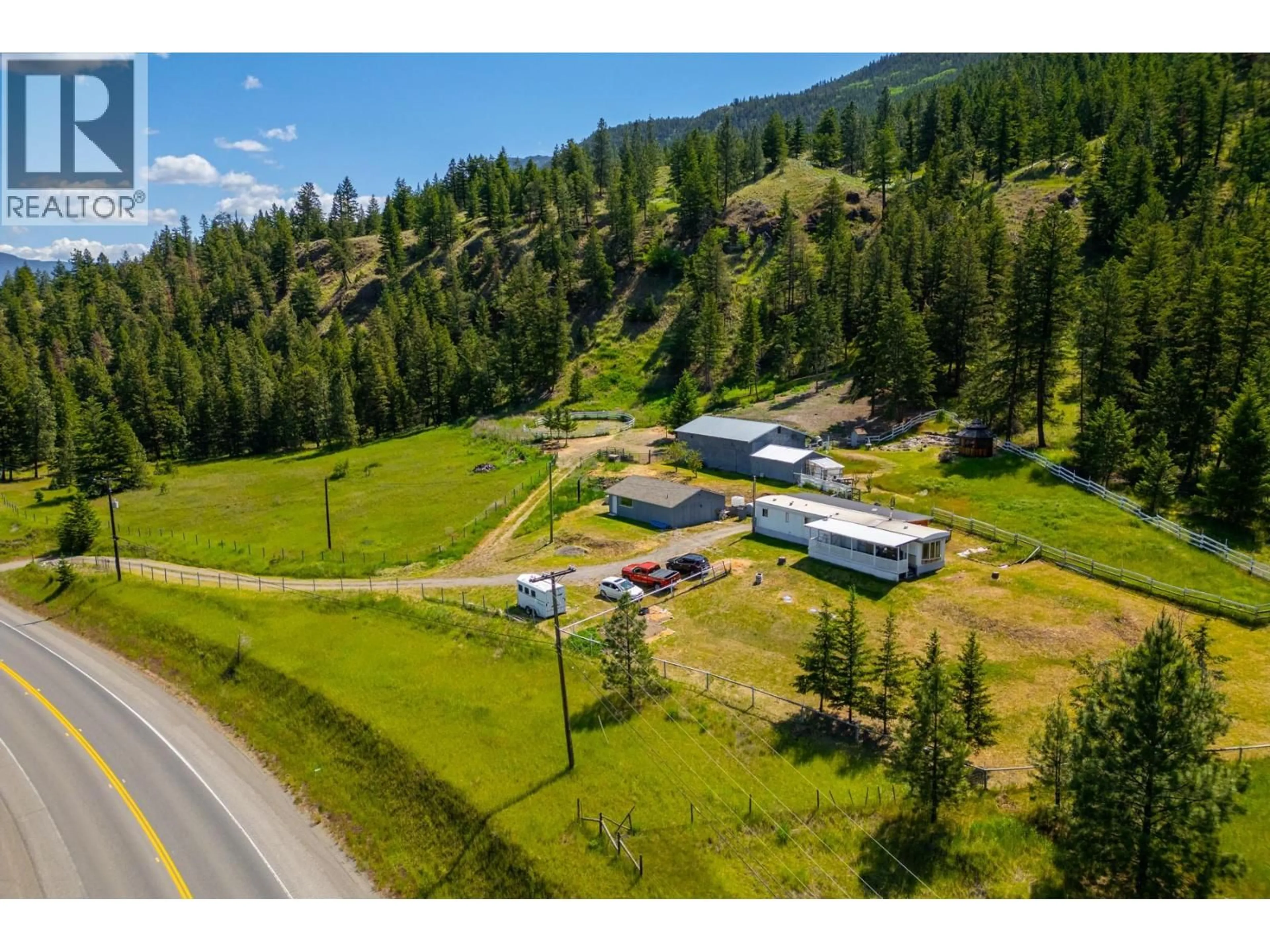 A pic from outside/outdoor area/front of a property/back of a property/a pic from drone, mountain view for 6668 KAMLOOPS VERNON (HWY 97) HIGHWAY, Westwold British Columbia V0E3B1