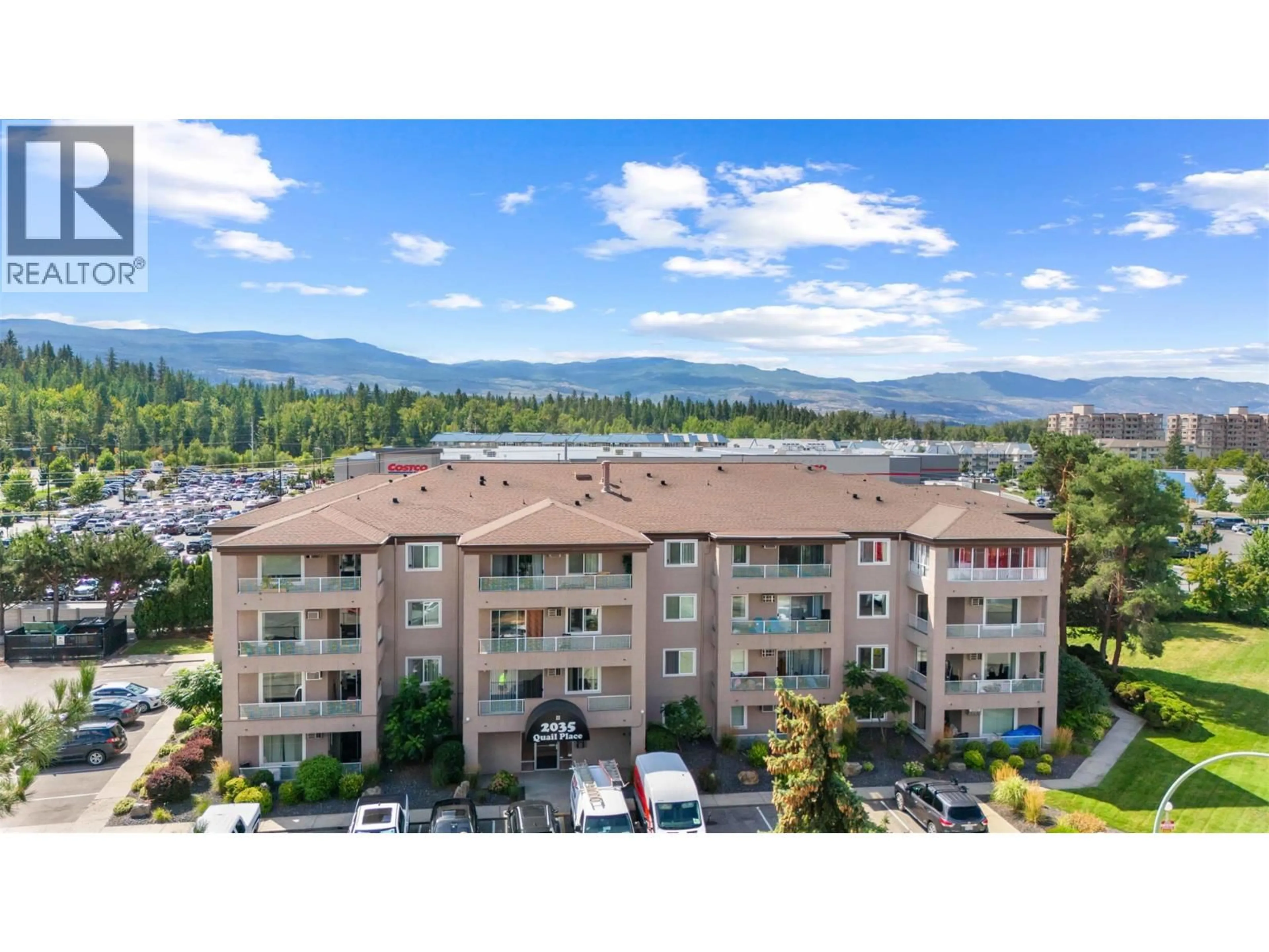 A pic from outside/outdoor area/front of a property/back of a property/a pic from drone, mountain view for 307 - 2035 BARON ROAD, Kelowna British Columbia V1X7G3
