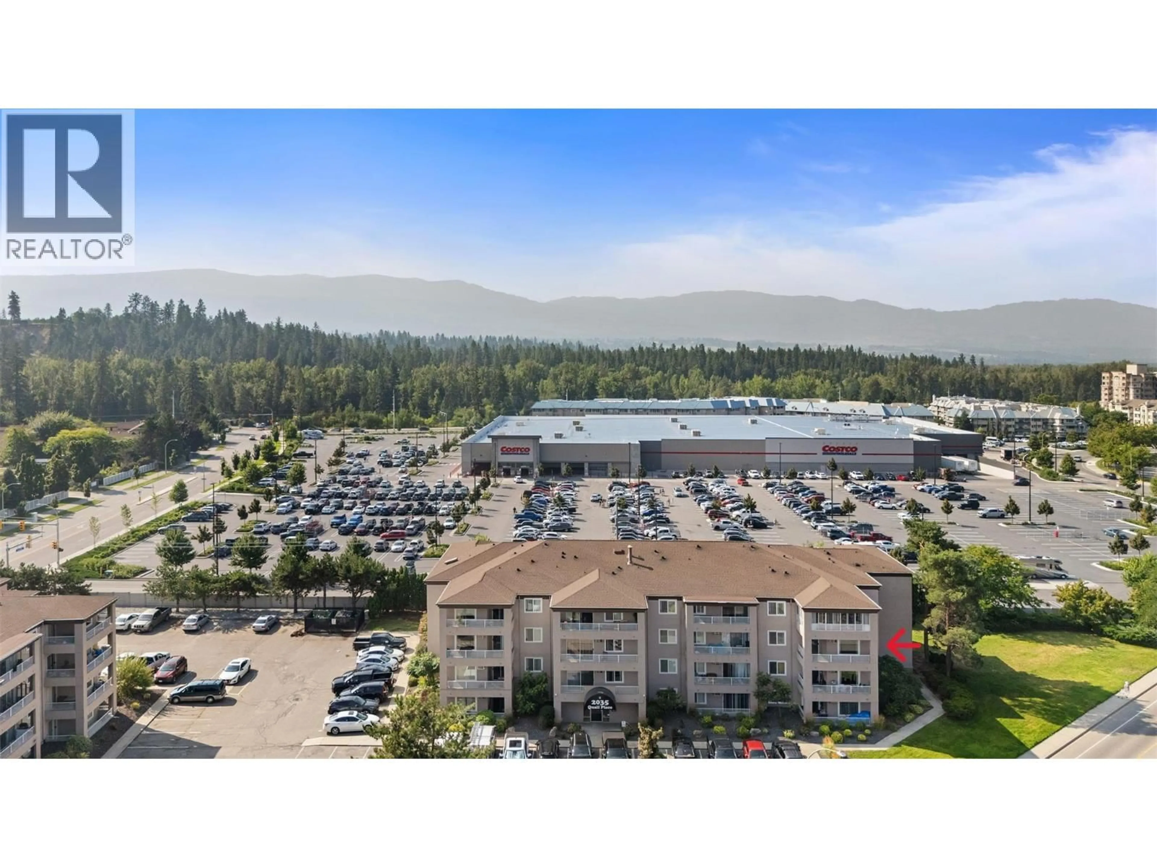 A pic from outside/outdoor area/front of a property/back of a property/a pic from drone, mountain view for 307 - 2035 BARON ROAD, Kelowna British Columbia V1X7G3