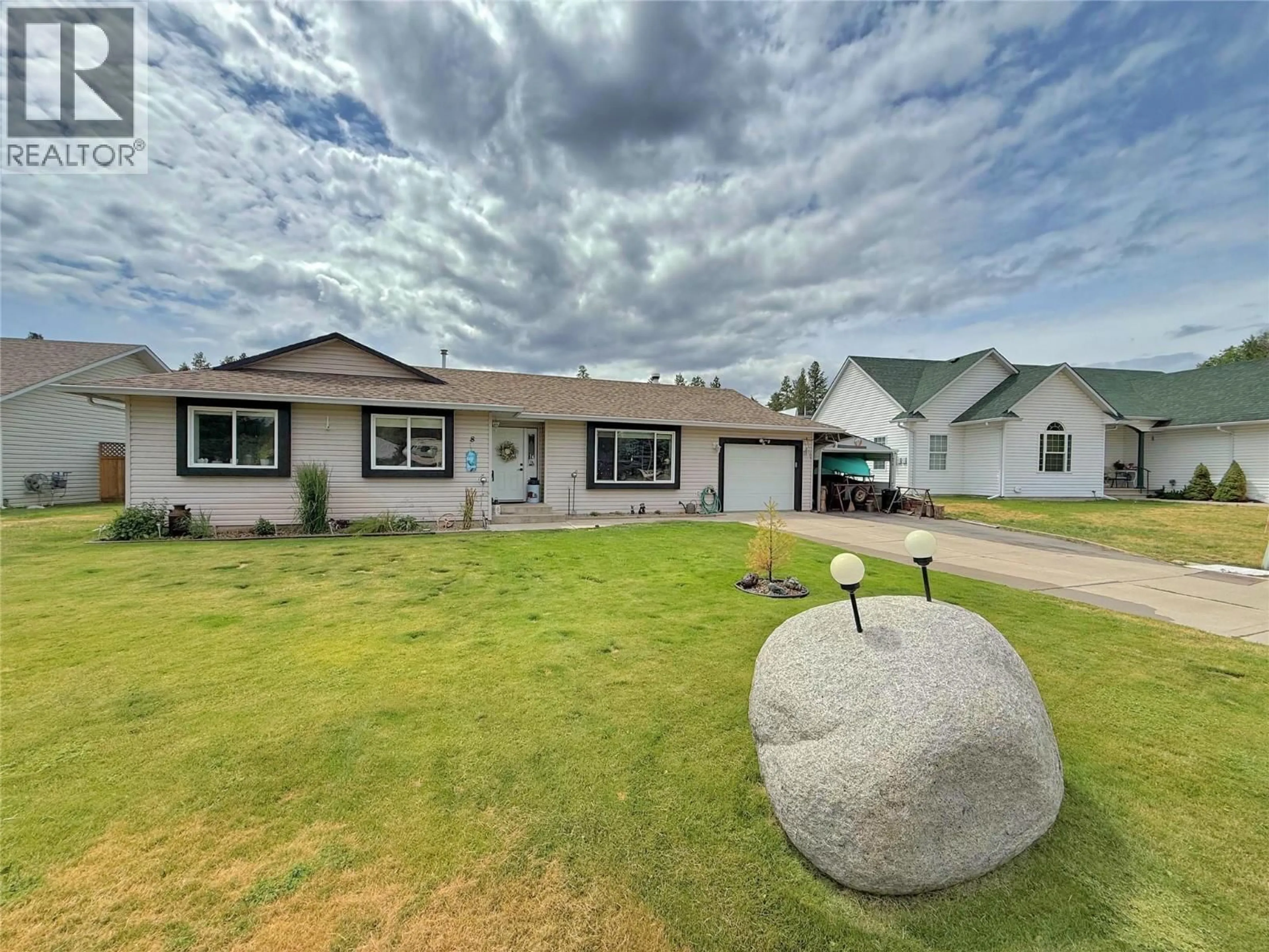 Home with vinyl exterior material, street for 8 EAGLE CRESCENT, Princeton British Columbia V0X1W0