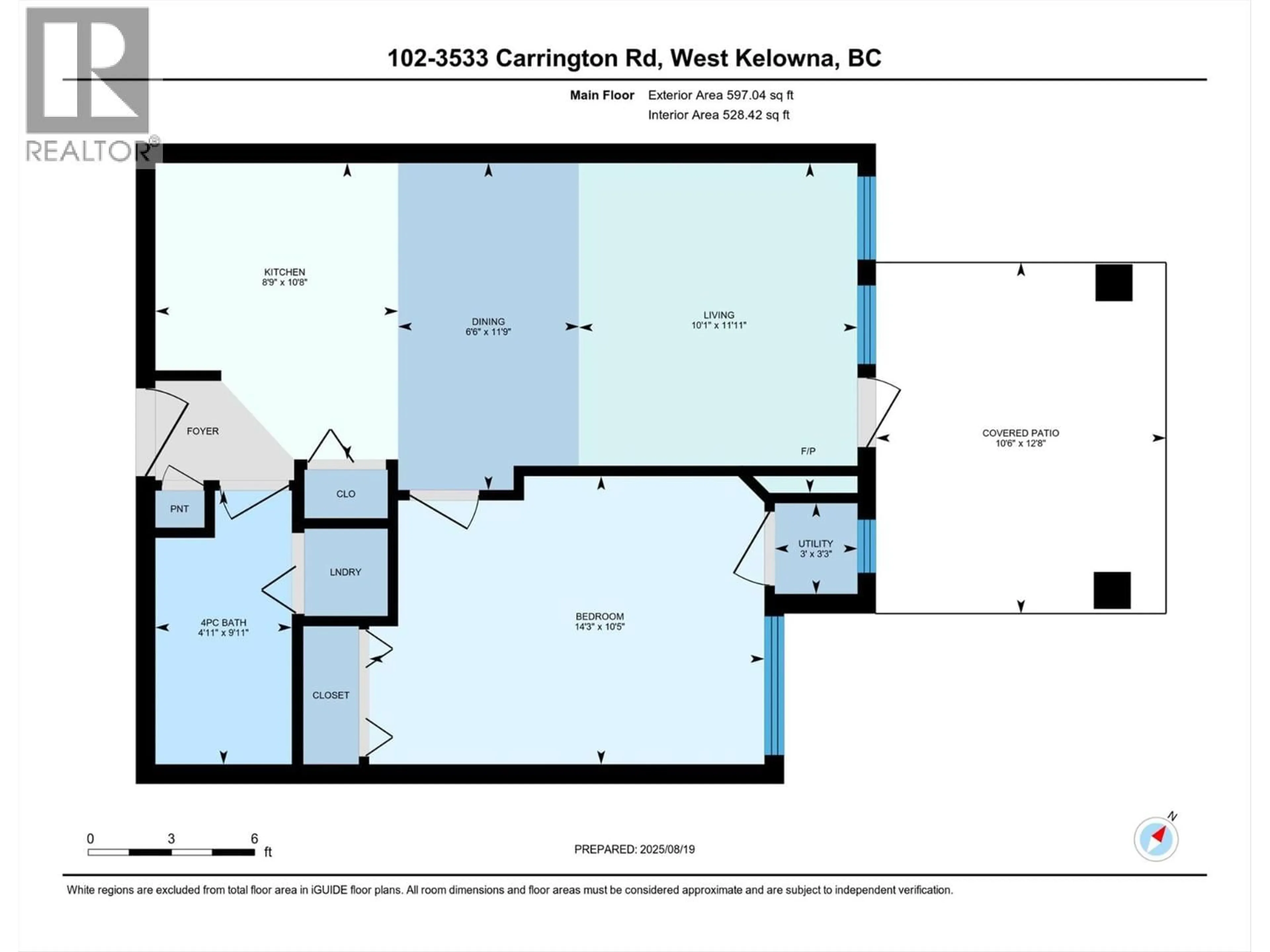 Floor plan for 102 - 3533 CARRINGTON ROAD, West Kelowna British Columbia V4T2Z9
