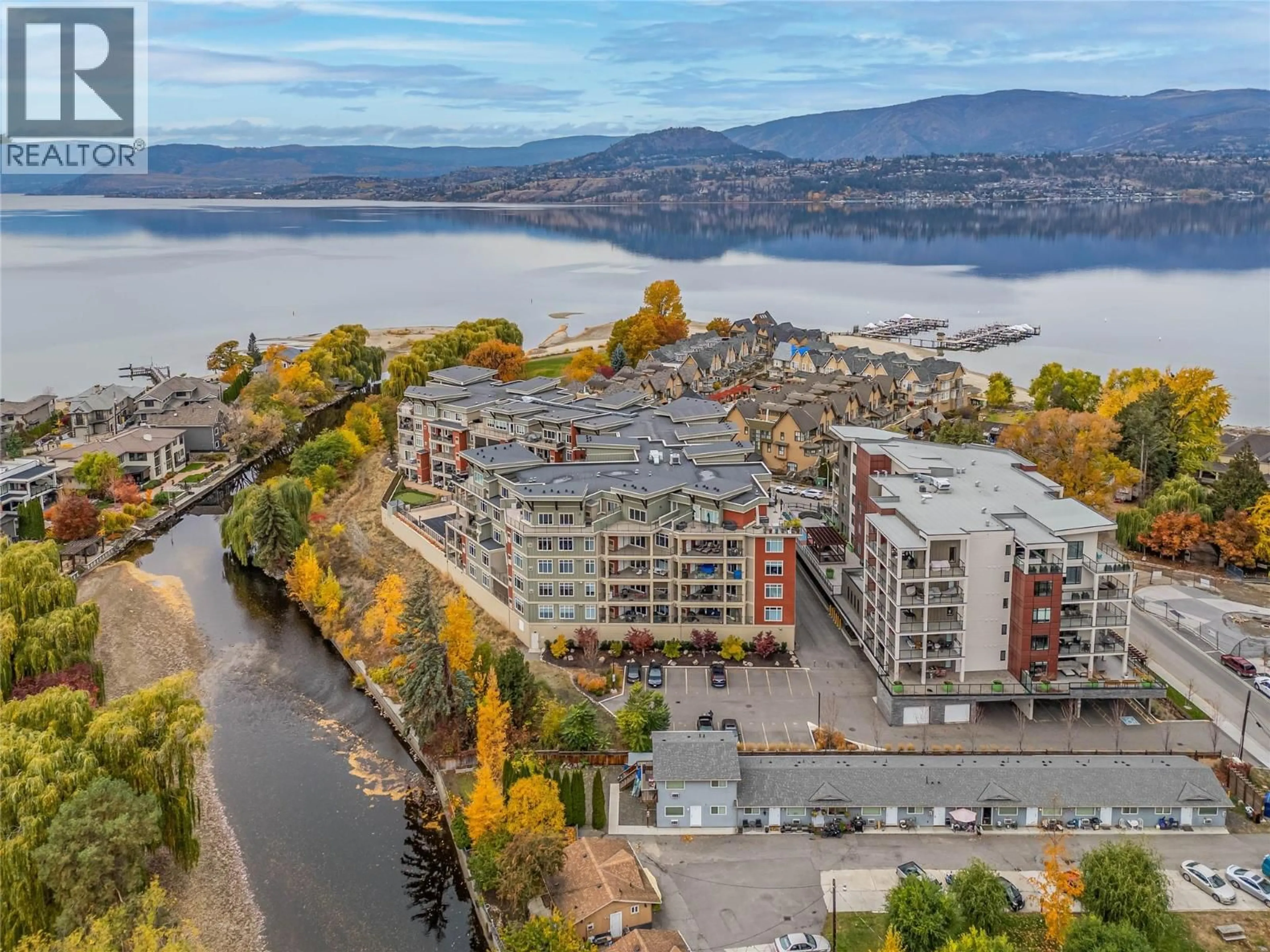 A pic from outside/outdoor area/front of a property/back of a property/a pic from drone, water/lake/river/ocean view for 505 - 3865 TRUSWELL ROAD, Kelowna British Columbia V1W3K9