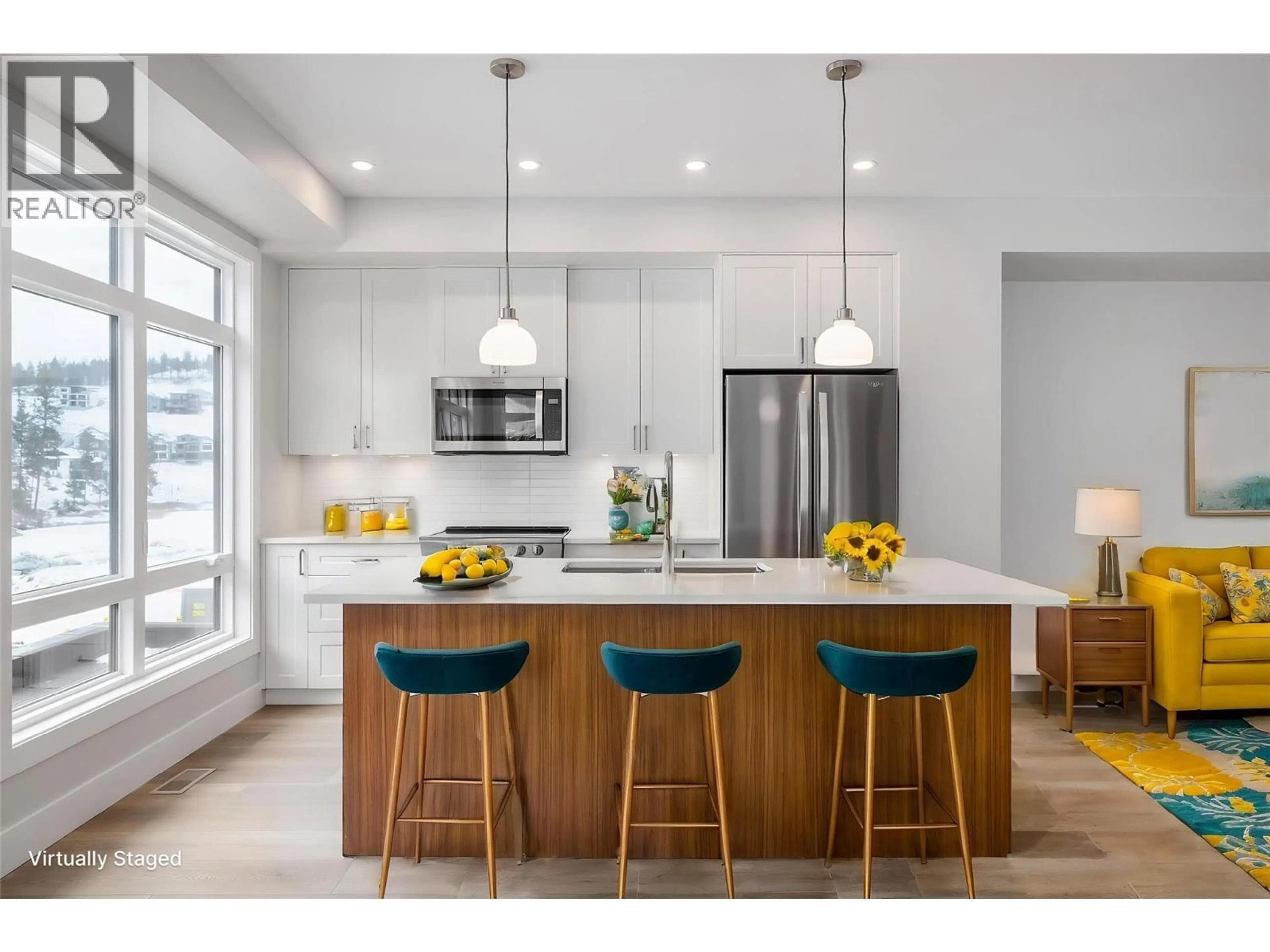 Contemporary kitchen, wood/laminate floor for 6 - 3425 HILLTOWN DRIVE, Kelowna British Columbia V1V2B5