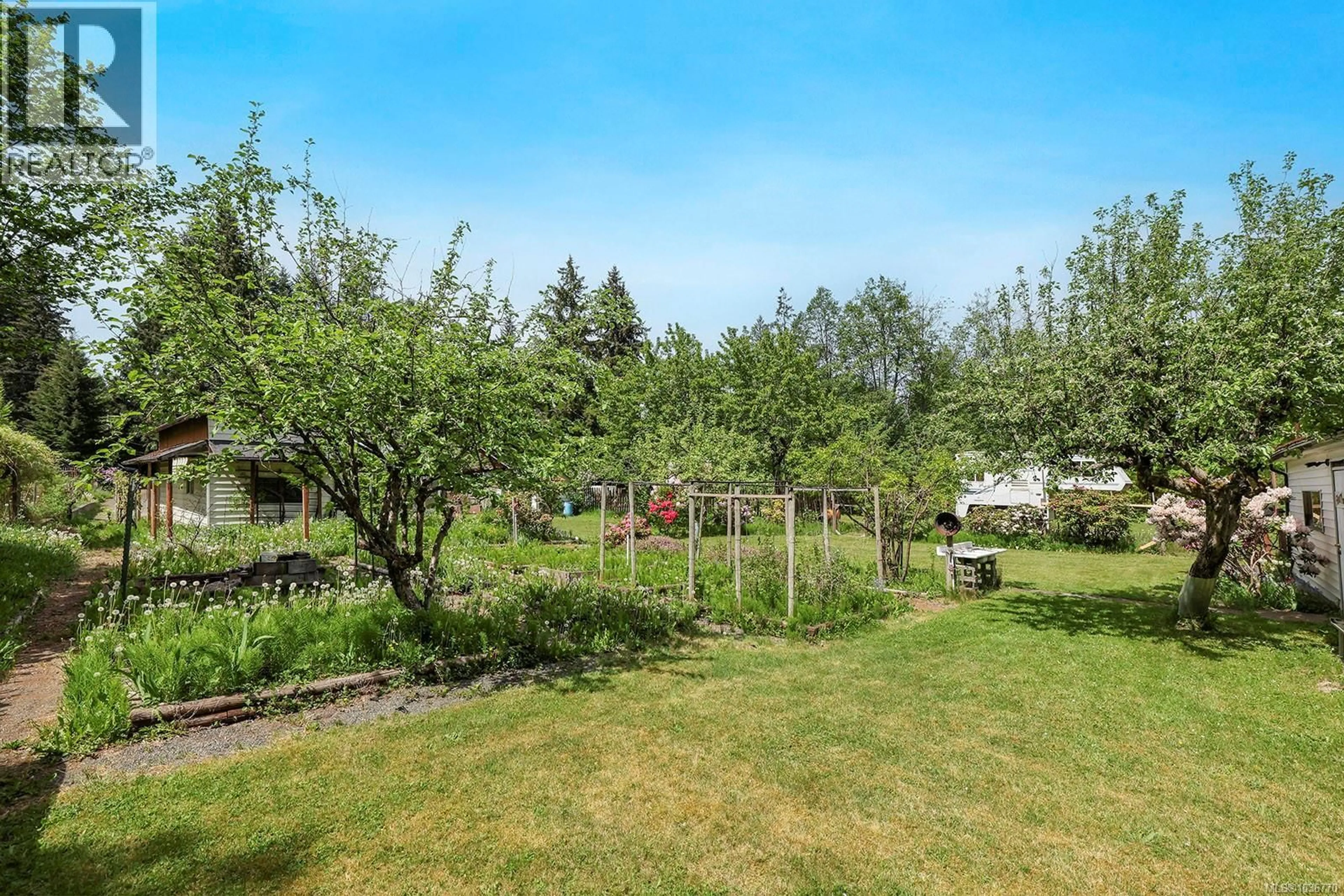 A pic from outside/outdoor area/front of a property/back of a property/a pic from drone, forest/trees view for 4659 CUMBERLAND ROAD, Cumberland British Columbia V0R1S0